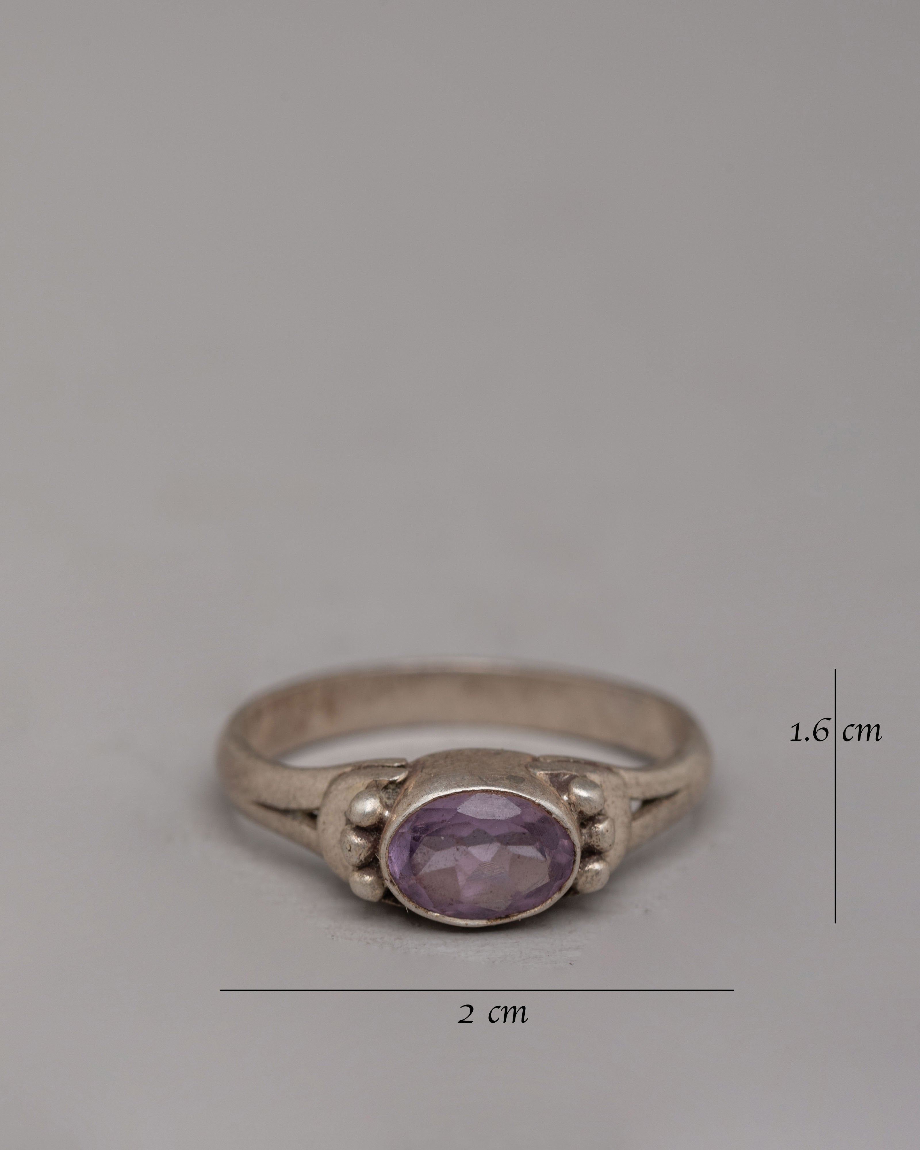 Handcrafted Tibetan Ring | Silver Jewelry with Natural Zircon