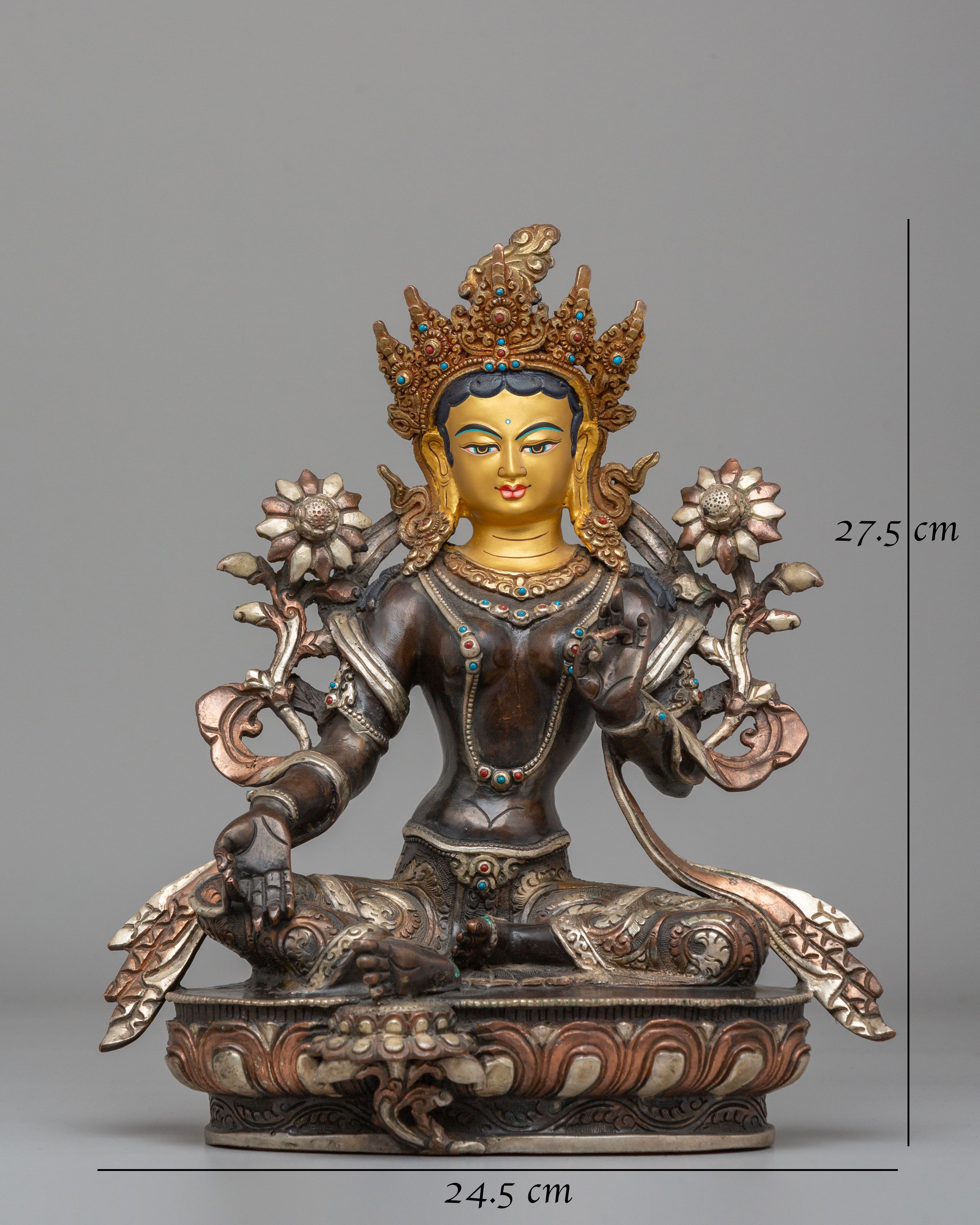 Handmade Ritual Green Tara Statue | Tibetan Meditation Altar Decor
