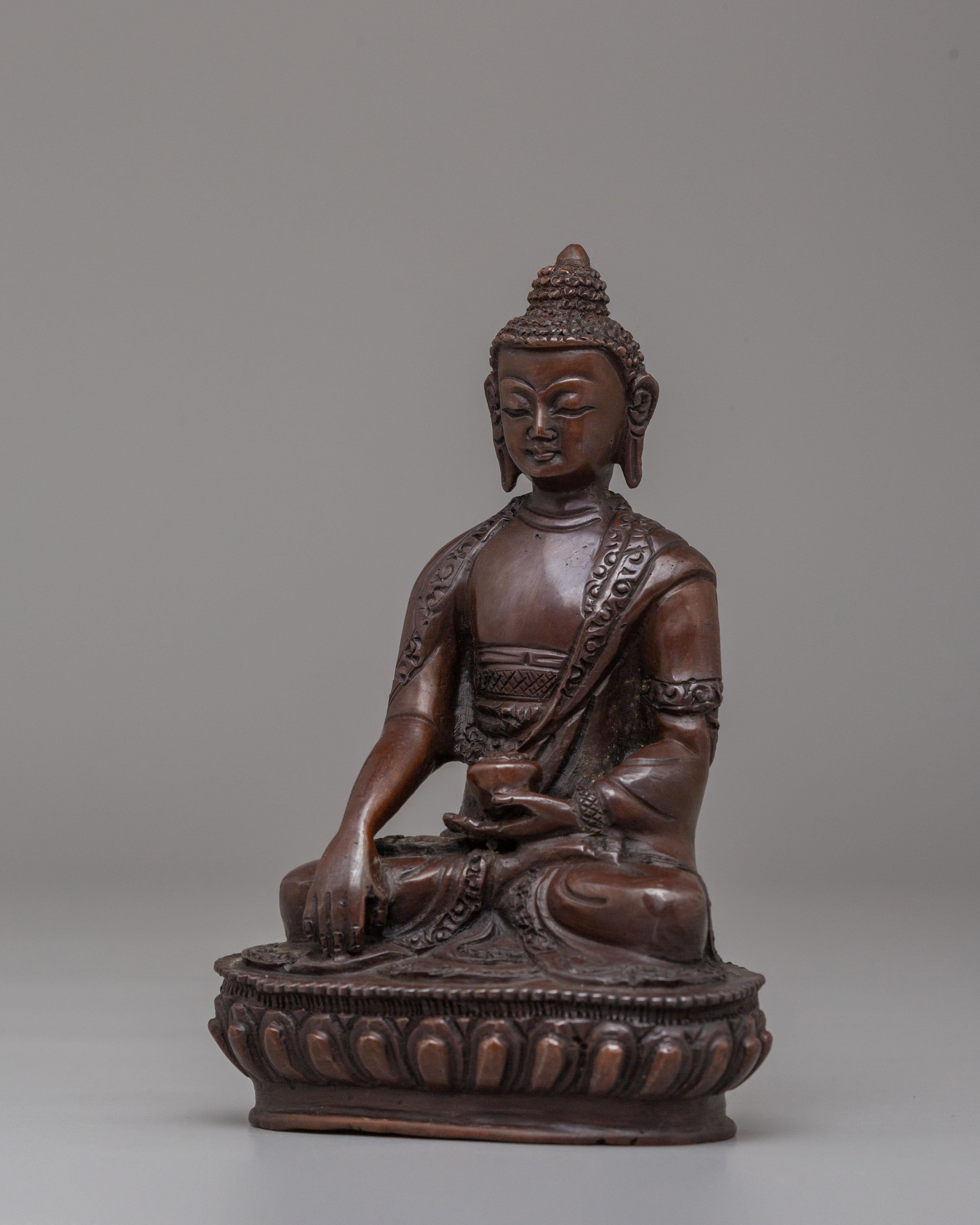 Historical Shakyamuni Buddha Sculpture | Oxidized Copper Buddhist Statue