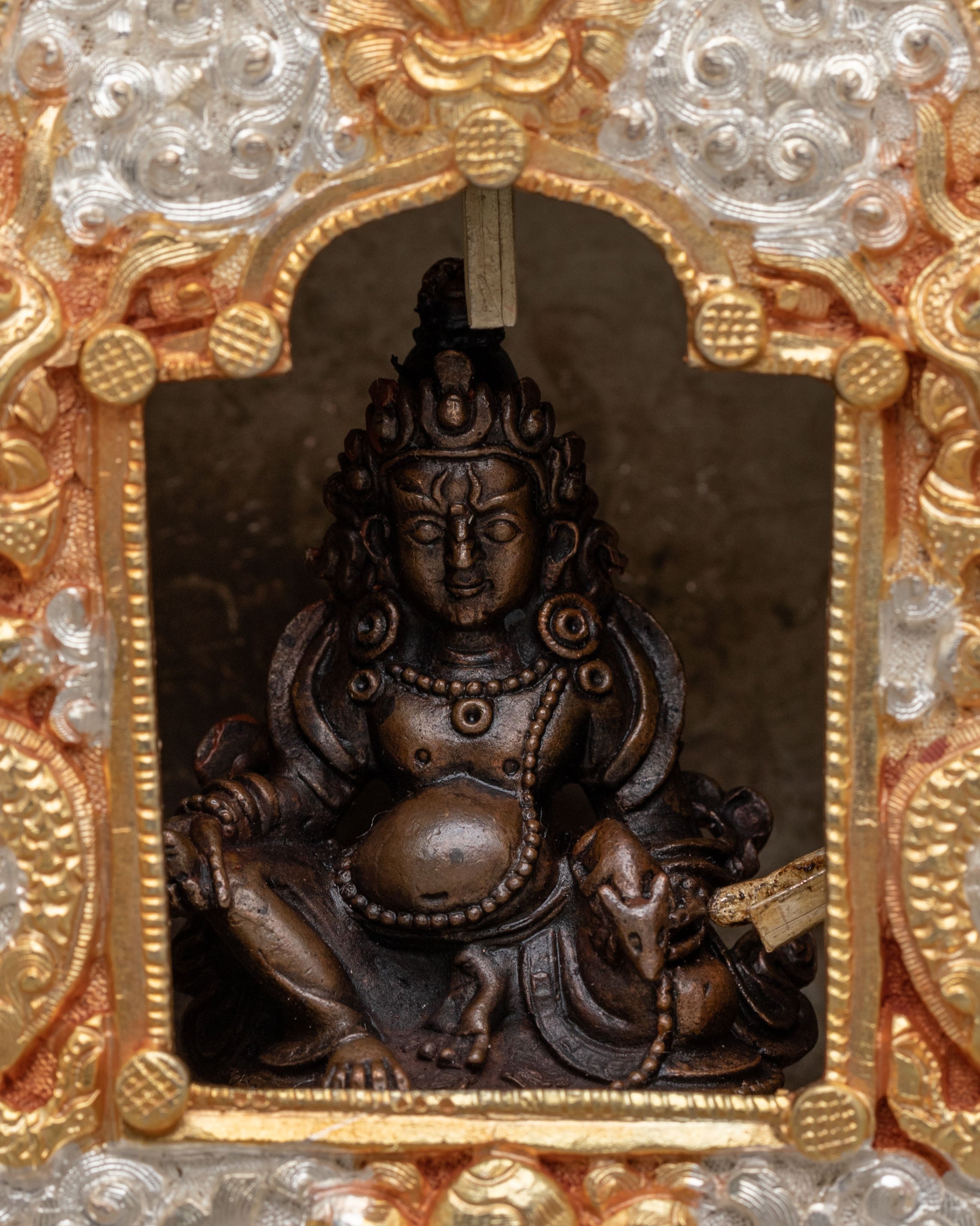 Traditional Altar Ghau Box | Tibetan Prayer Shrine with Dragon Design