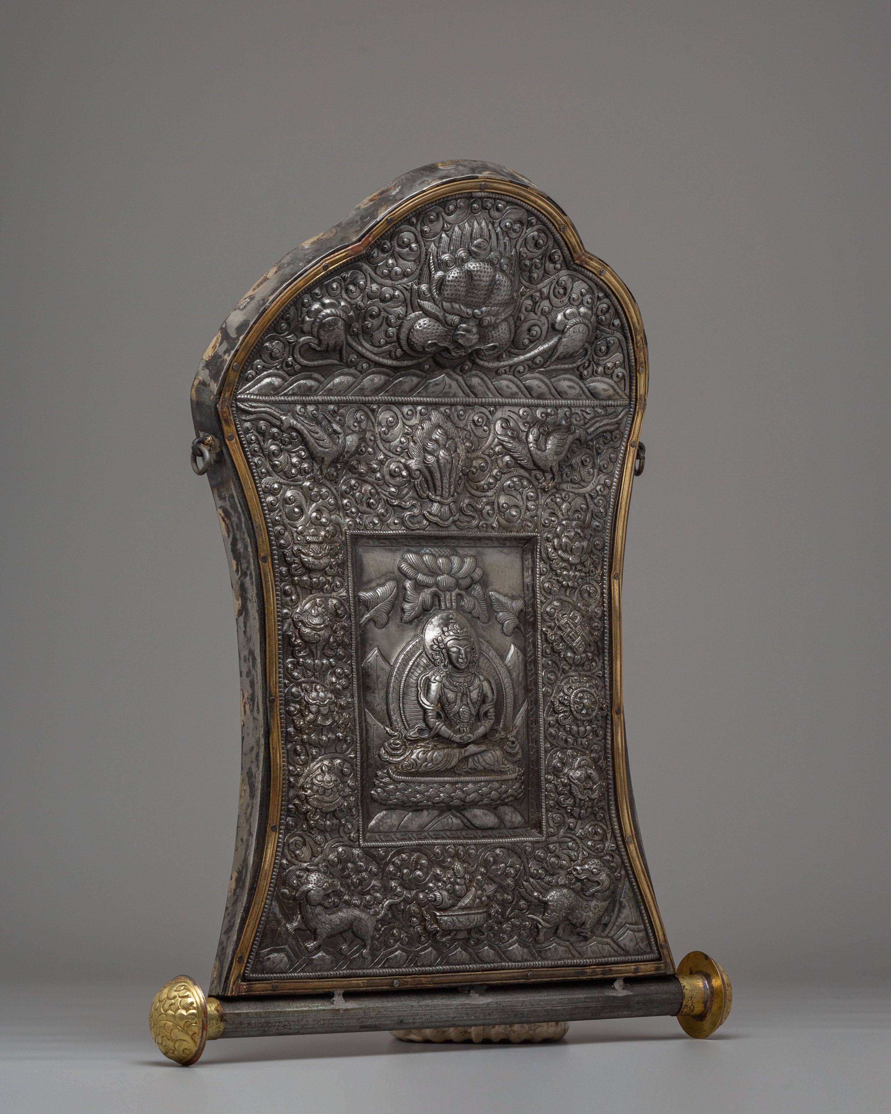 Amitayus Wall Hanging | Metal Thangka with Auspicious Symbols