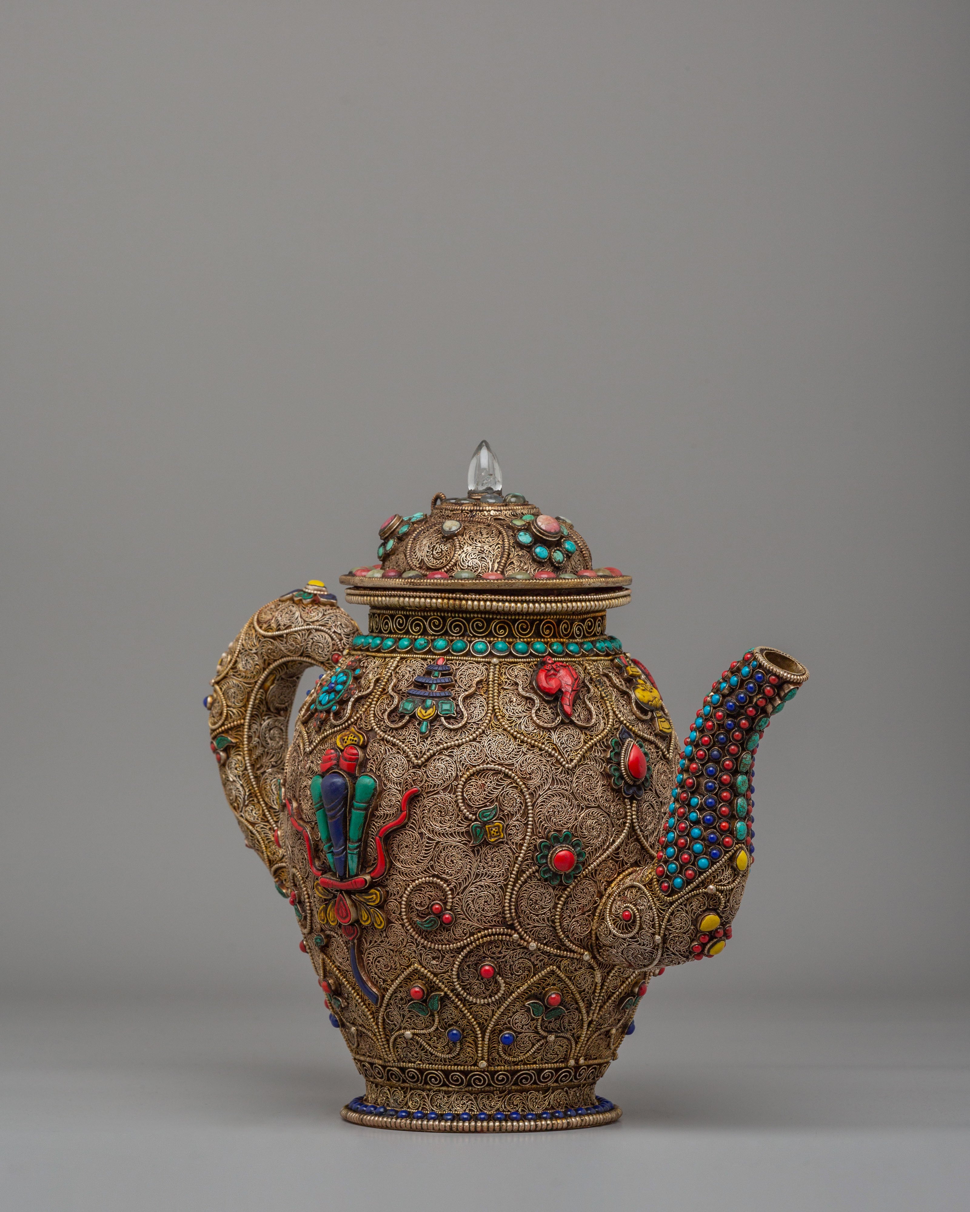 Buddhist Ceremony Tea Pot | Sacred Himalayan Religious Artwork