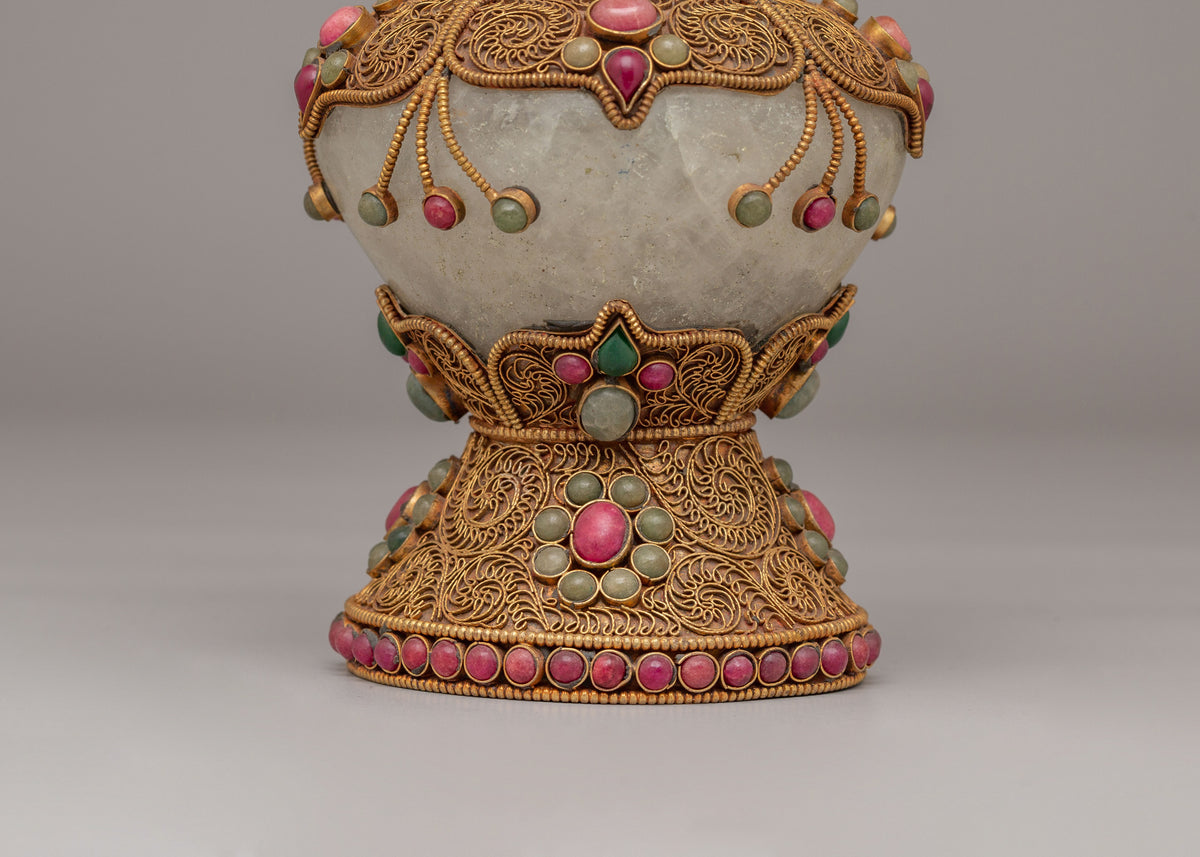 Handmade Flower Vase For Decor | Gemstone Adorned Vase for Home Decoration