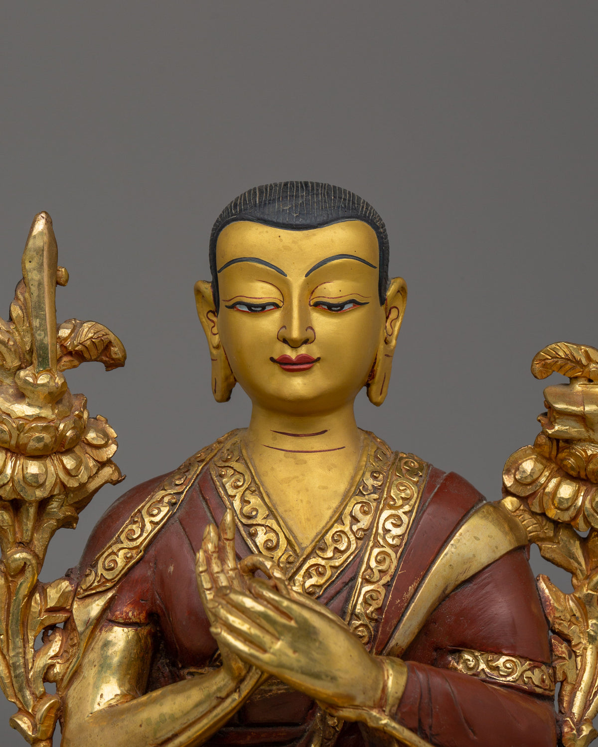 Handcrafted Sacred Tsongkhapa Set Statue | Tibetan Spiritual Artwork