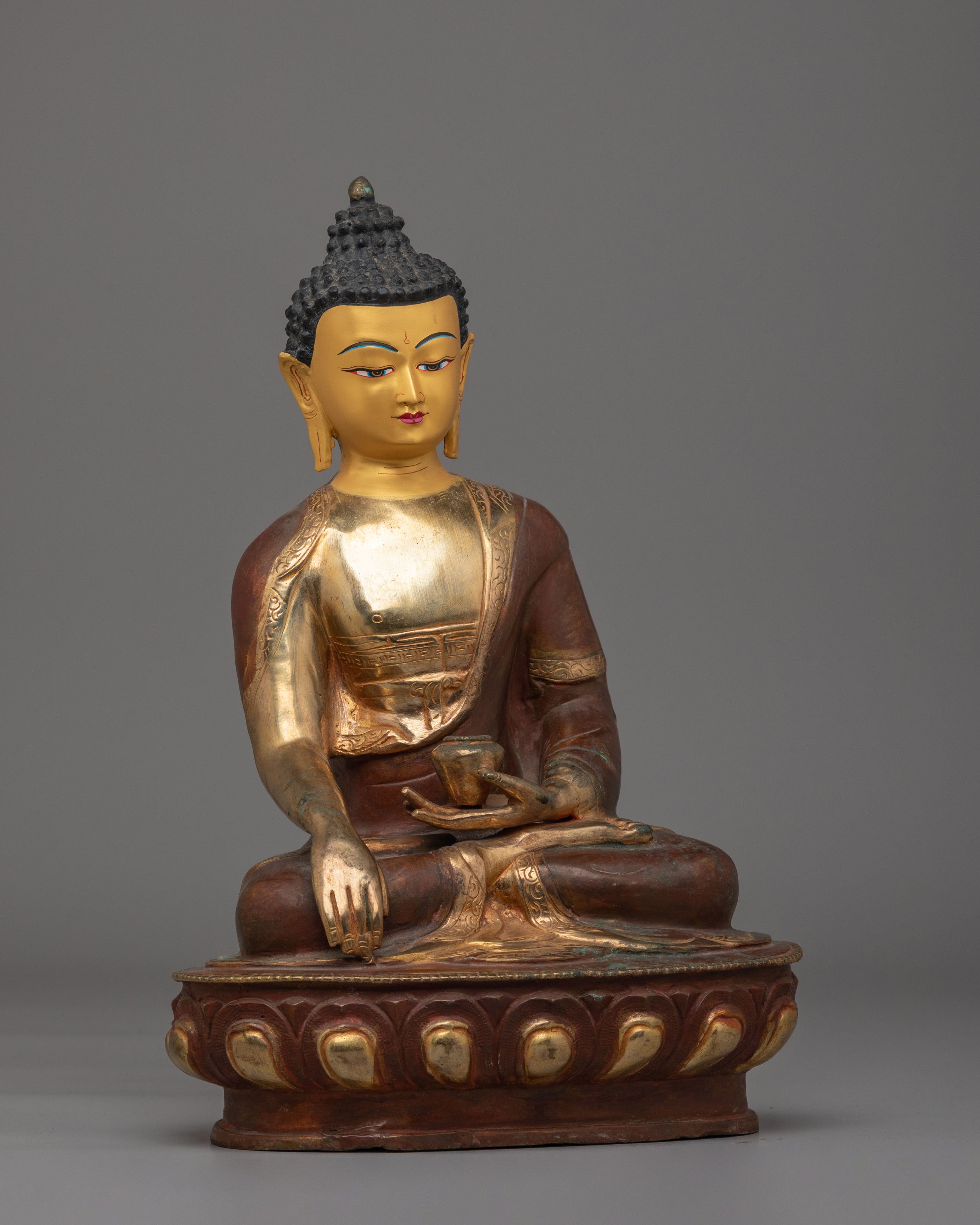 24K Gold Plated Shakyamuni Buddha Statue | Himalayan Buddhist Art