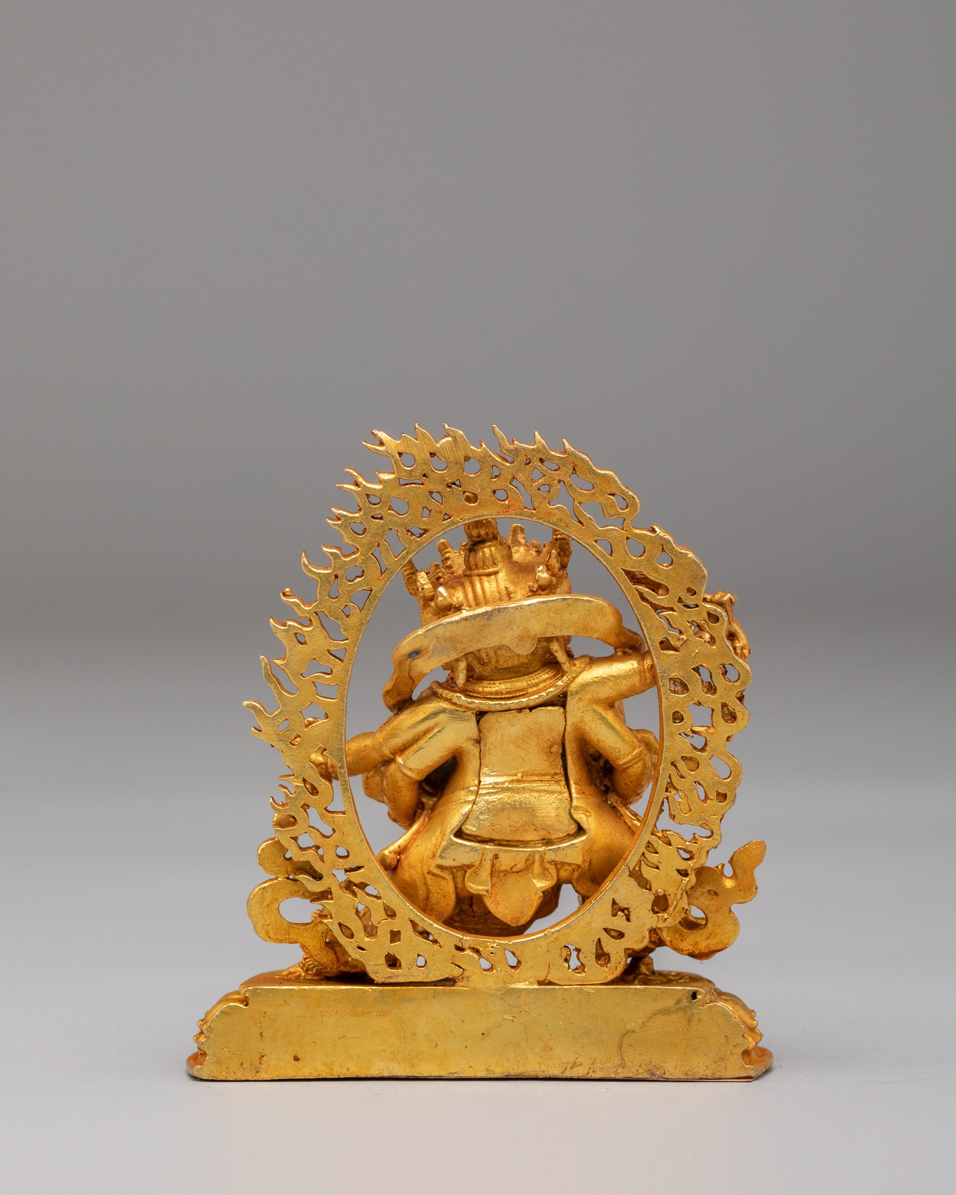 Red Dzambhala Wealth Deity Statue | Gold Plated Copper Deity
