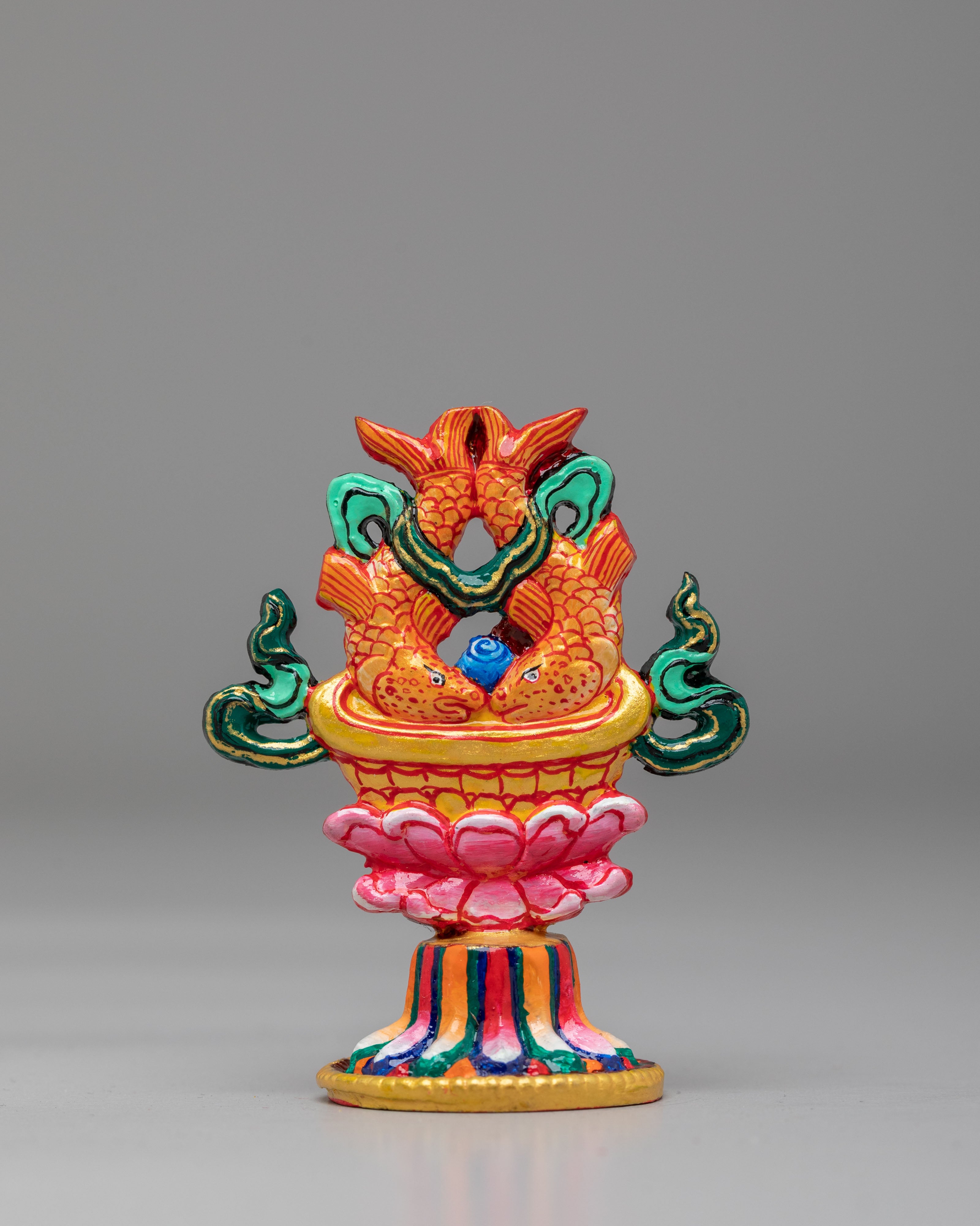Ceremonial 8 Auspicious Symbols Sculpture | Gold & Acrylic Color