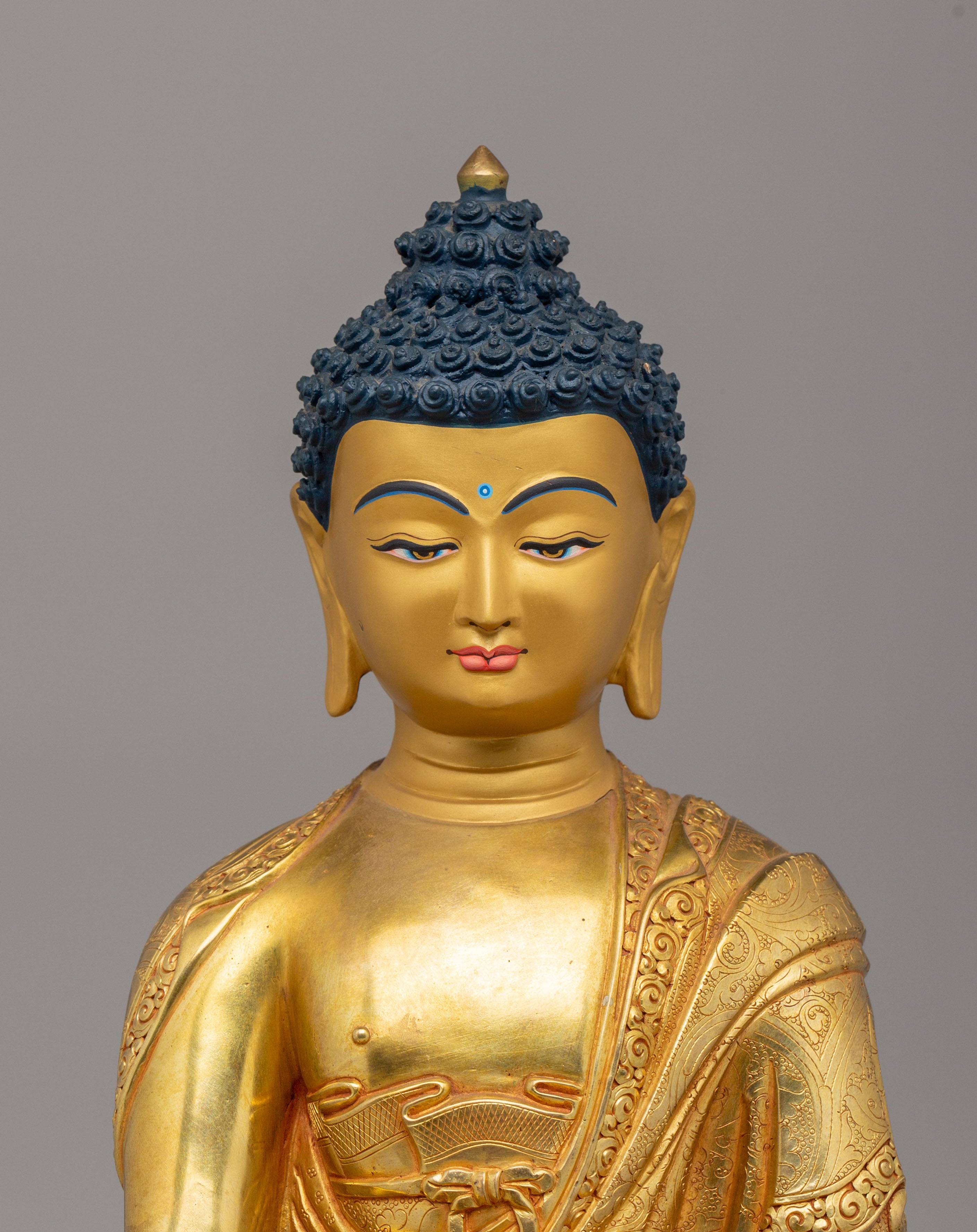 Divine Shakyamuni Buddha Altar Statue | Traditional Tibetan Artwork