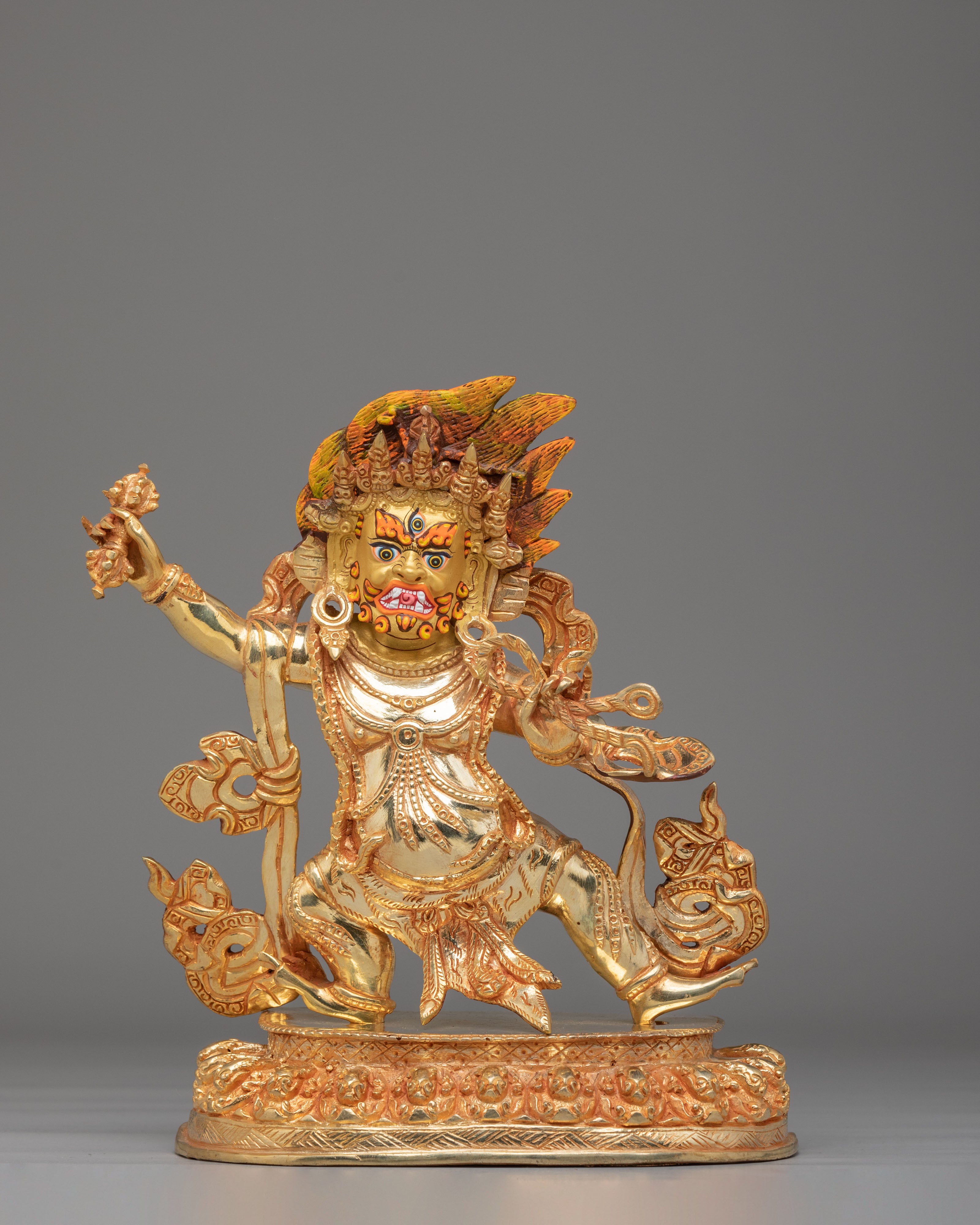Tibetan Altar Vajrapani Sculpture | Buddhist Protector Deity