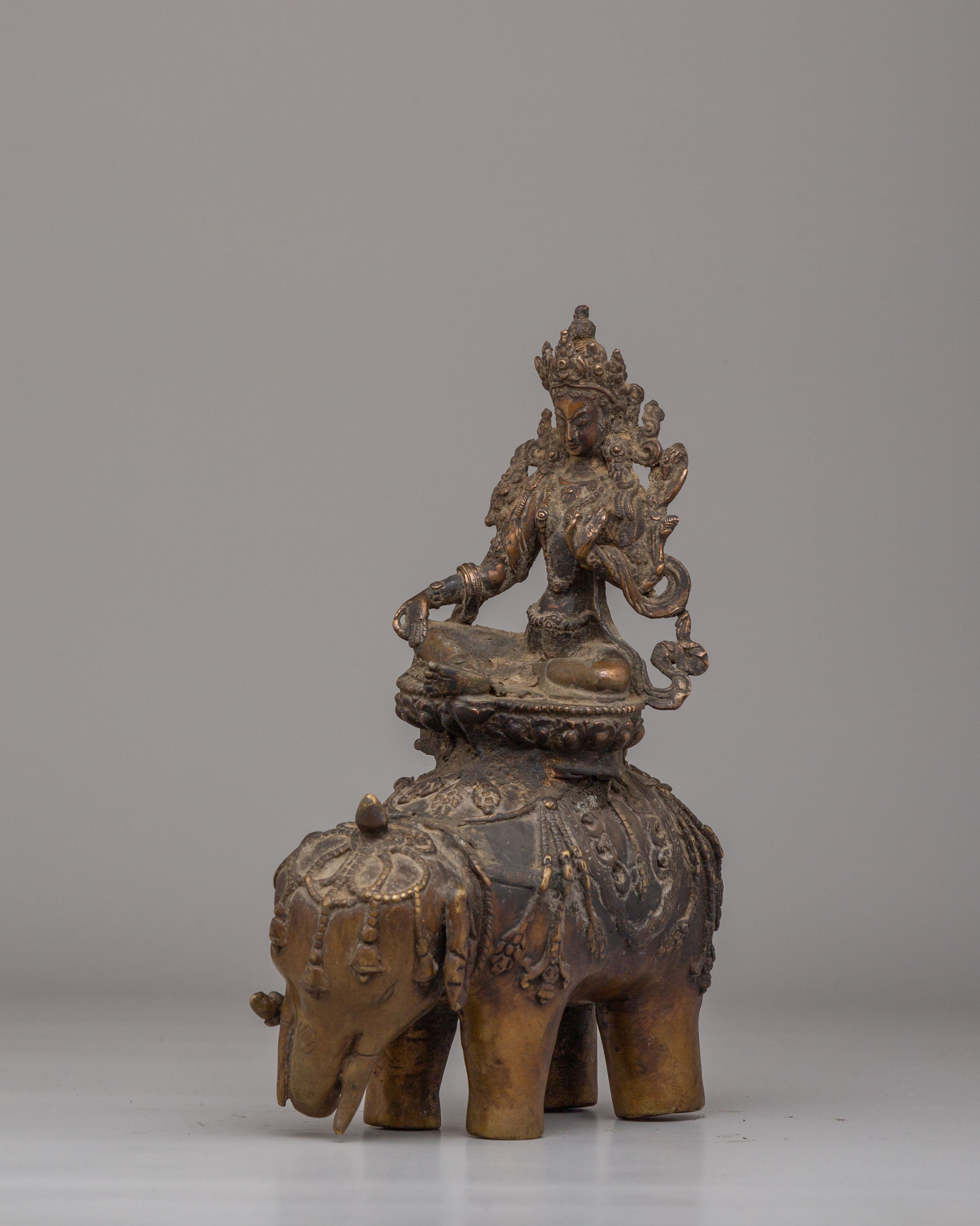 Green Tara On Elephant Statue Set for Altar | Perfect for Sacred Spaces