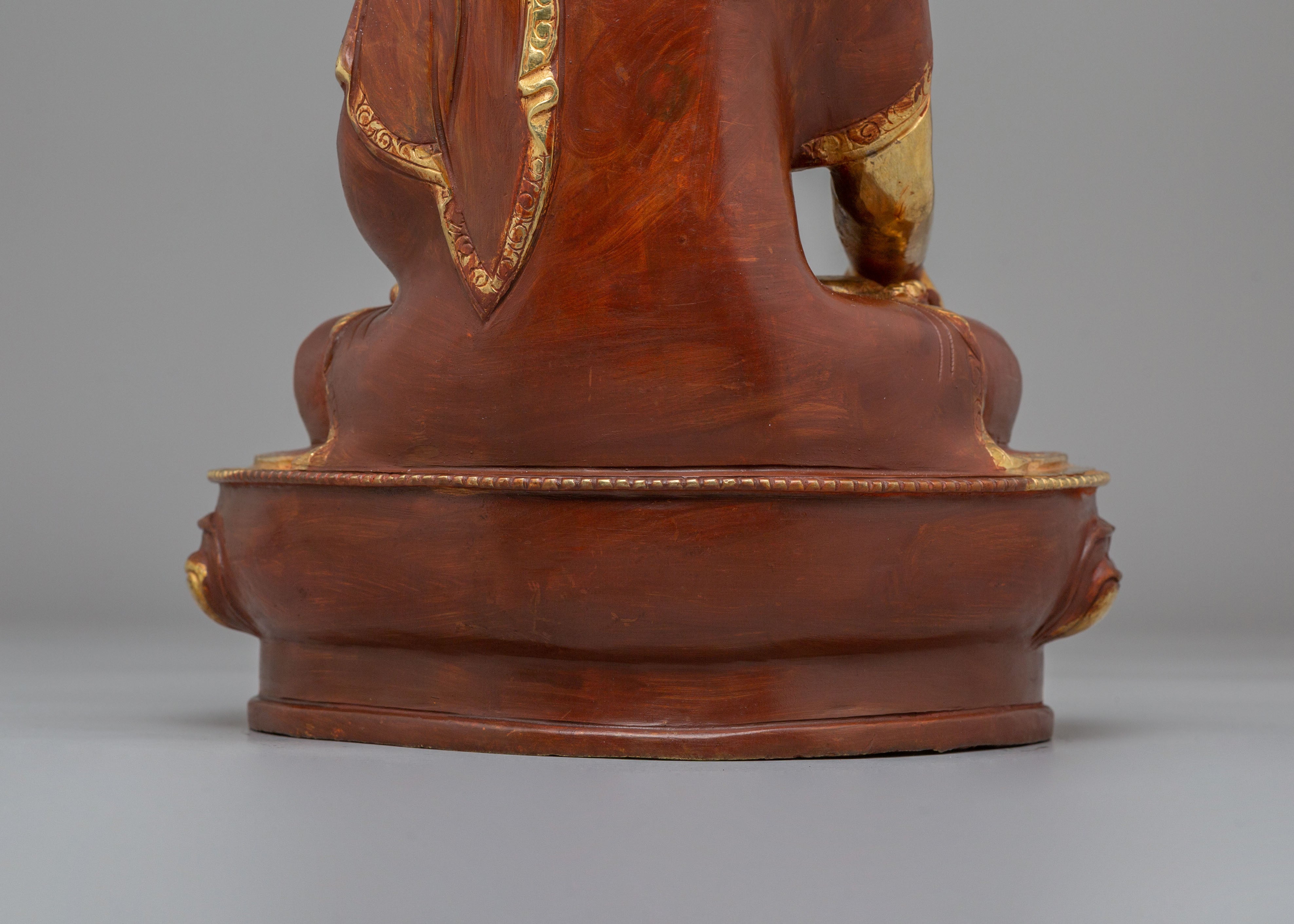 Sacred Tibetan Shakyamuni Buddha Sculpture | Gold Plated Meditation Altar Decor