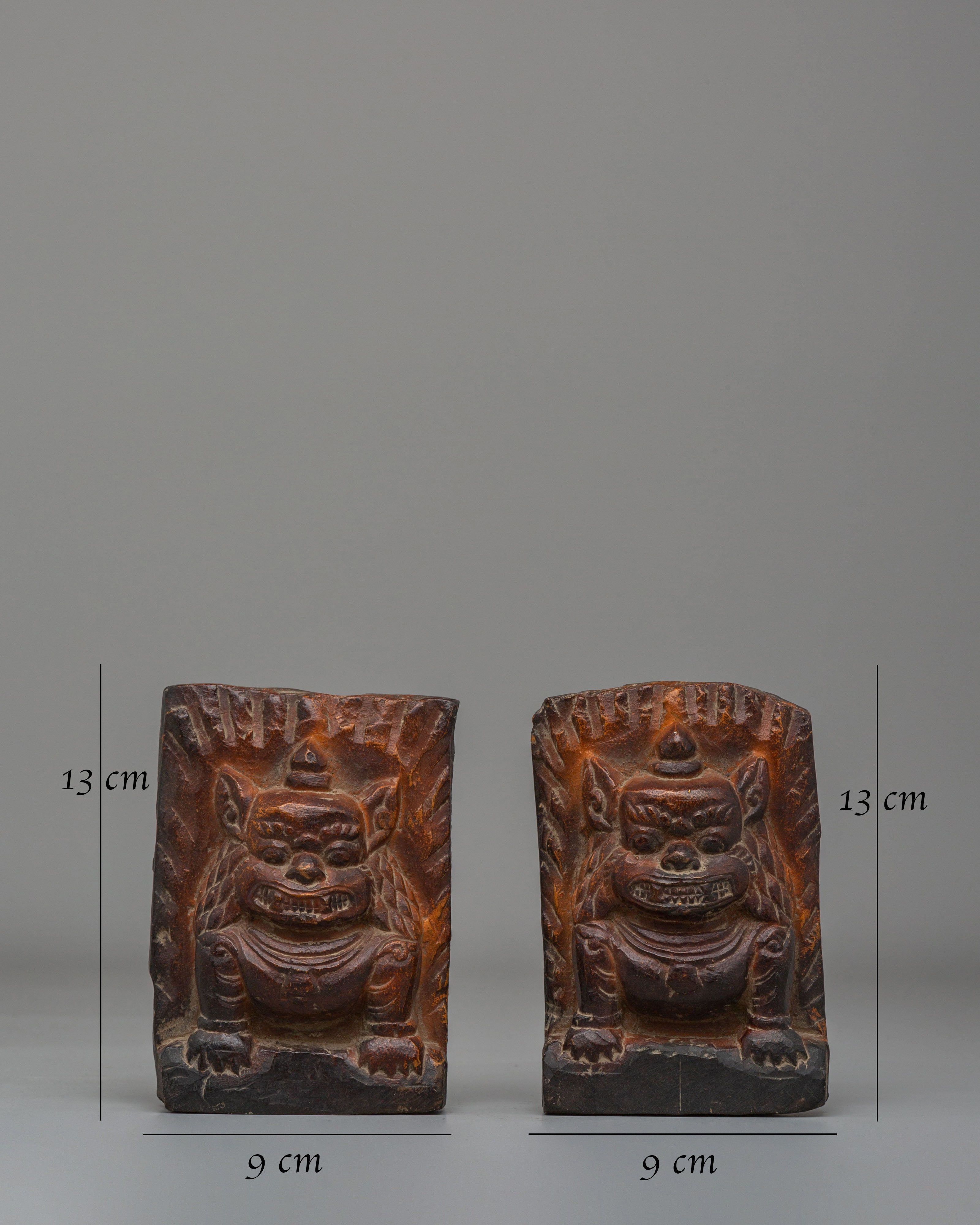 Sacred Guardian Lion Statue Set | Handcarved Stone Buddhist Decor