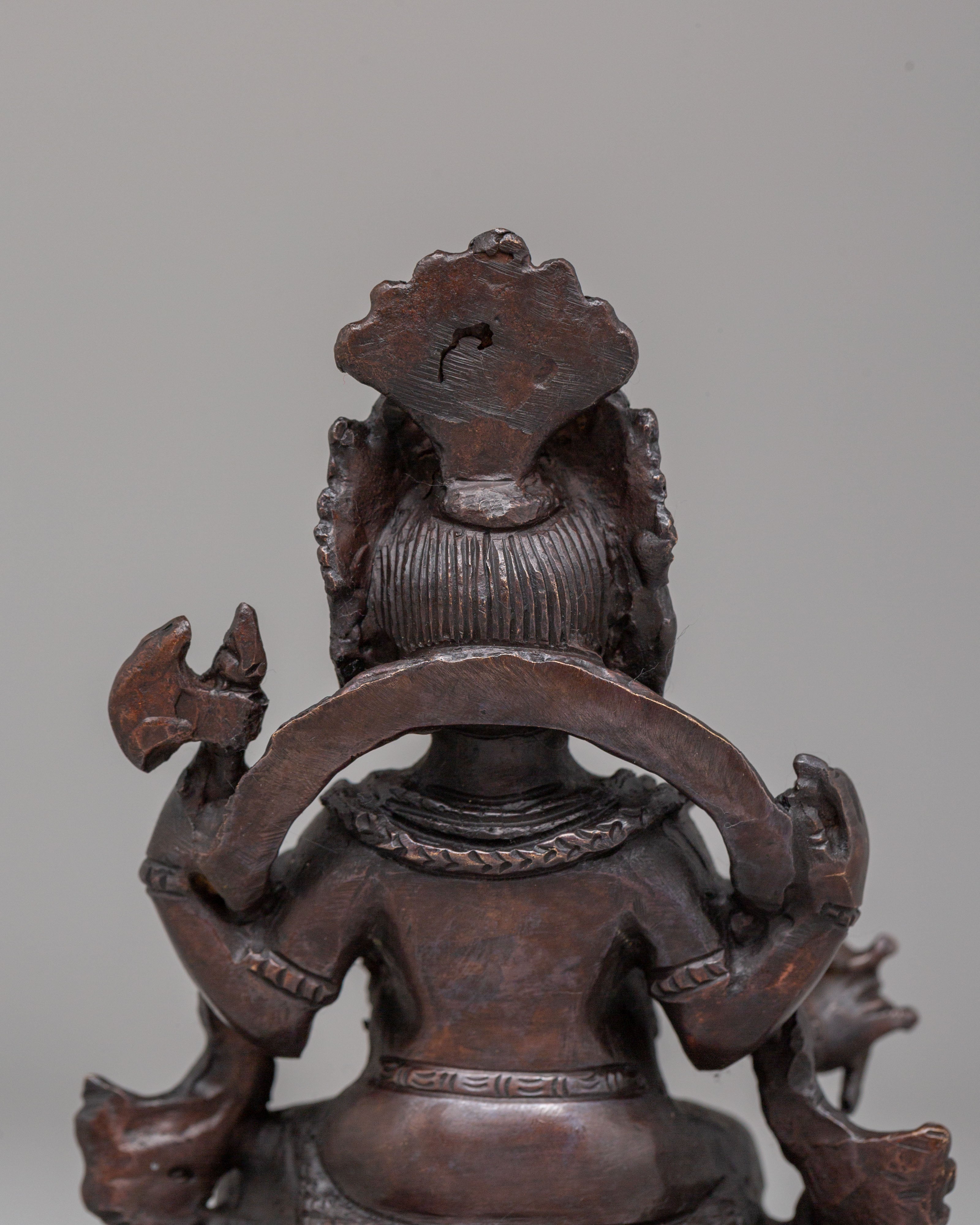 Traditional Ganesh Sculpture | Oxidized Copper Hindu Deity
