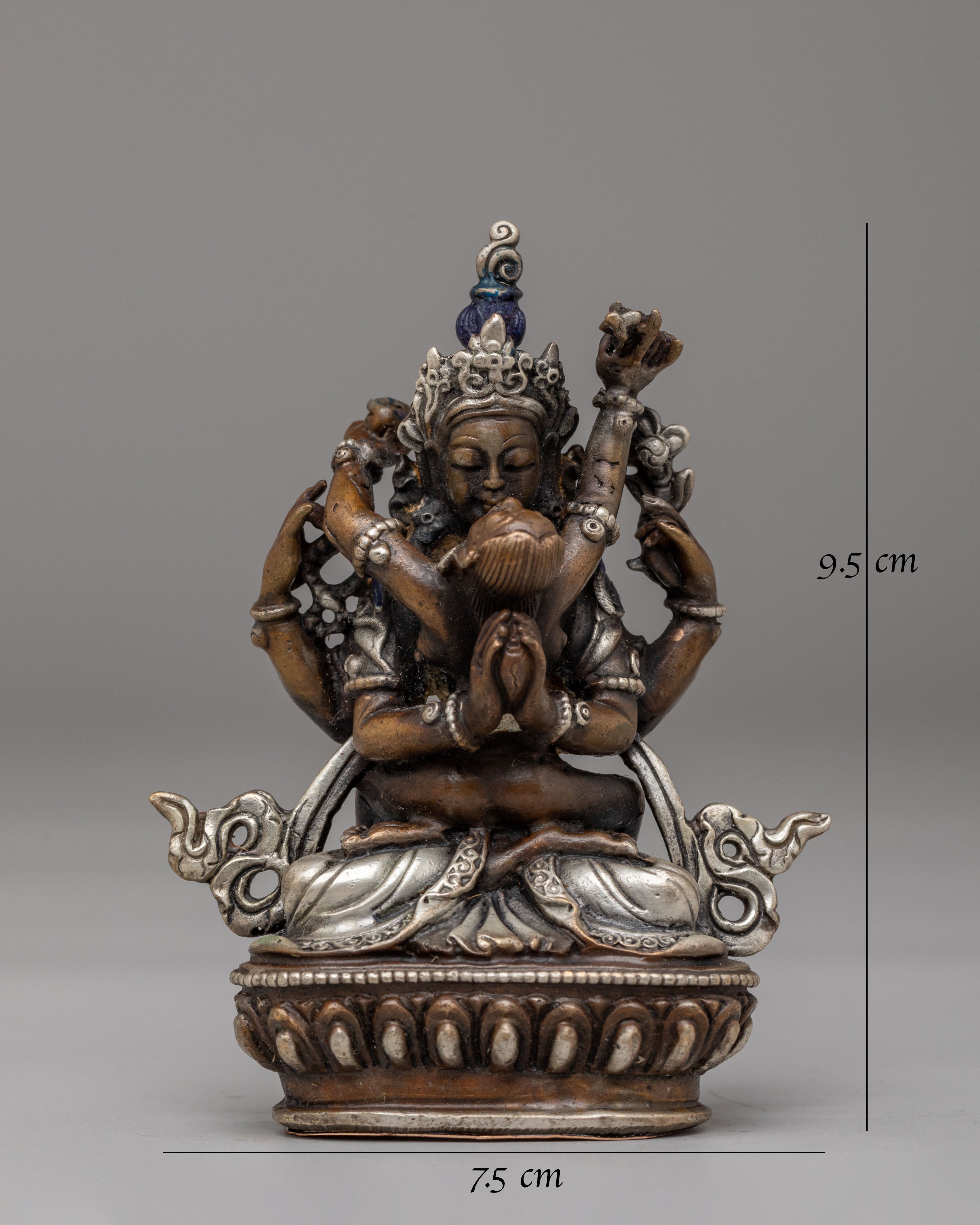 Handmade Chenrezig with Consort Statue | Tibetan Bodhisattva