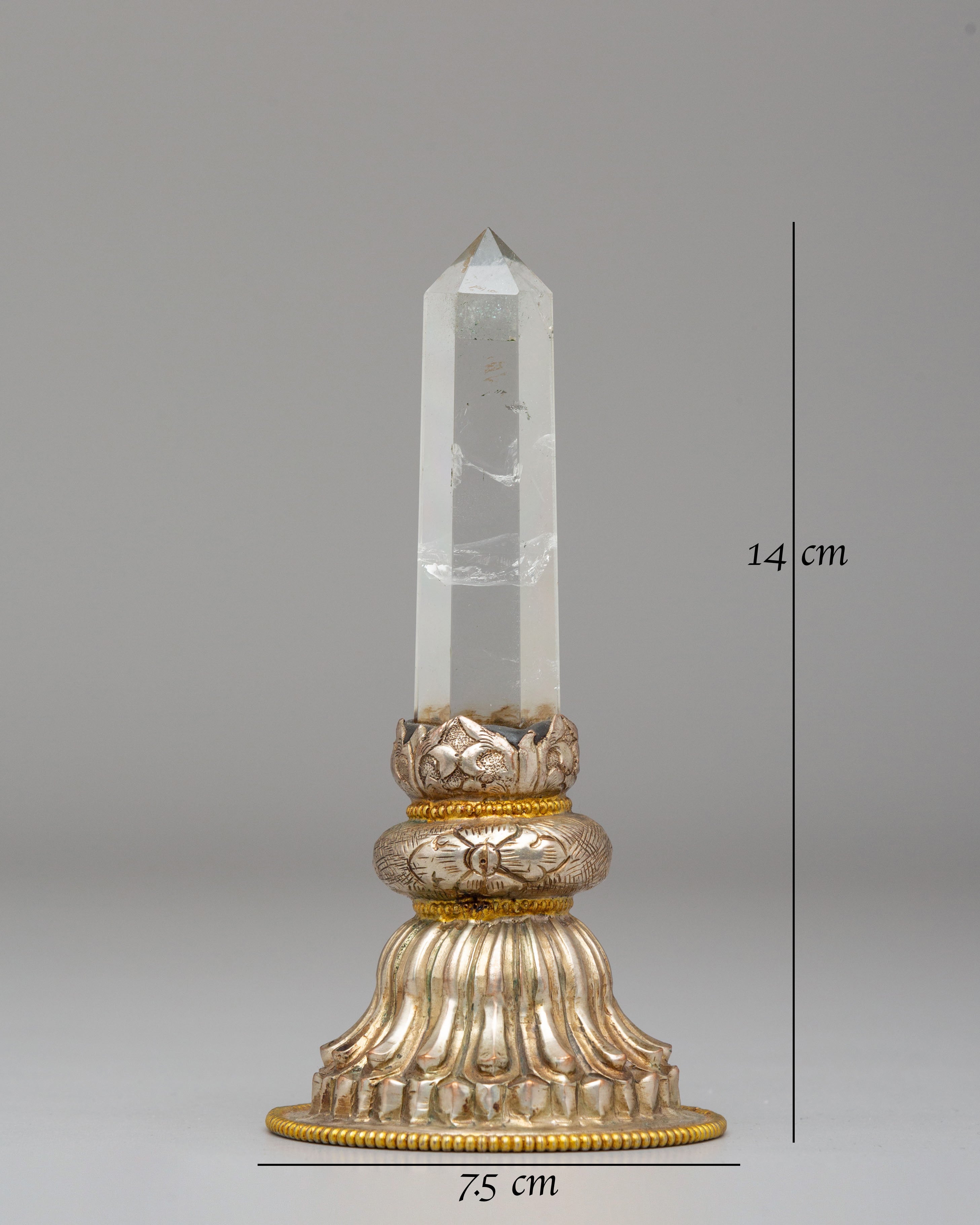 Himalayan Crystal On Silver Stand | Handmade Gemstone