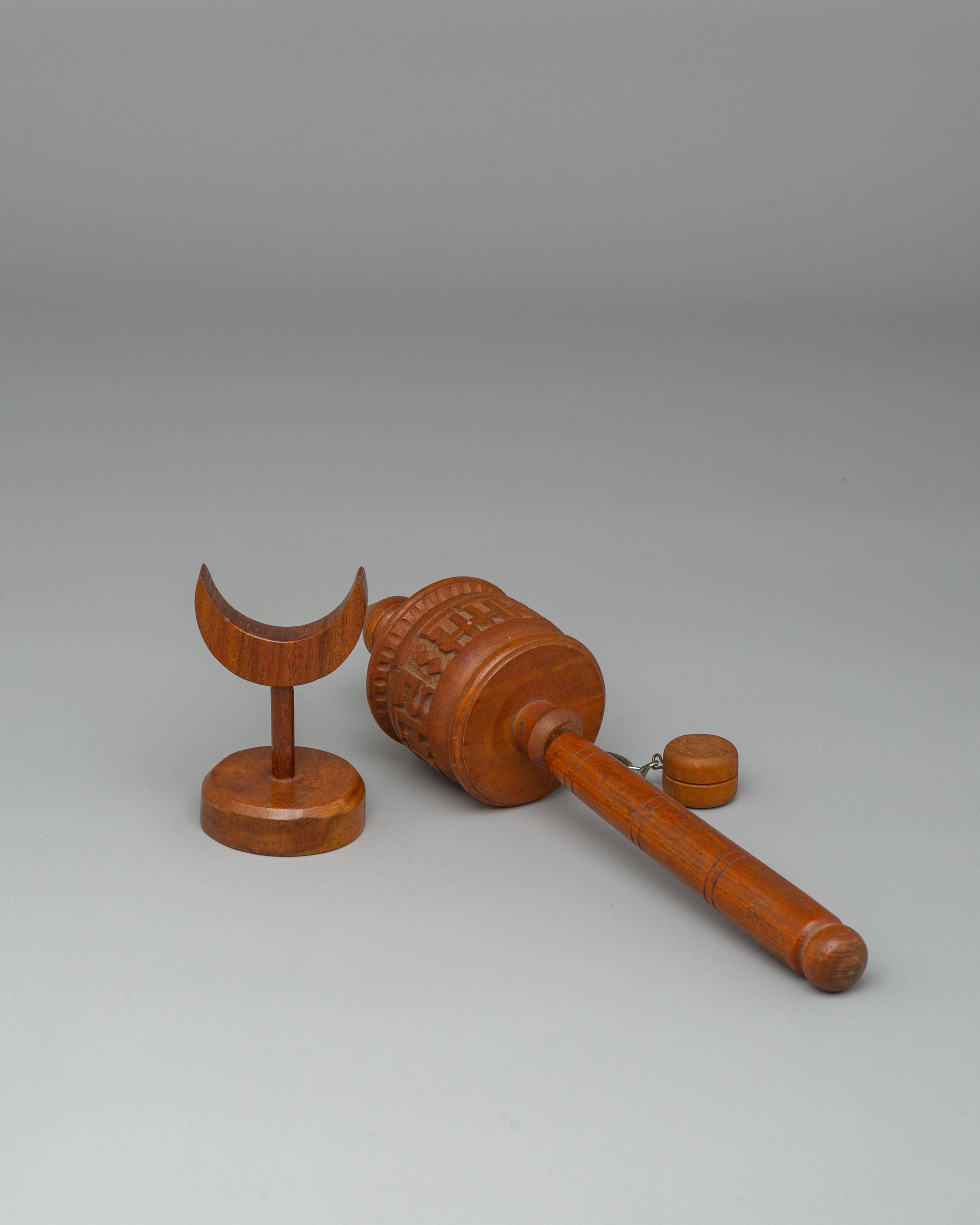 Wooden Himalayan Ritual Prayer Wheel | Buddhist Spiritual Decor for Prayer