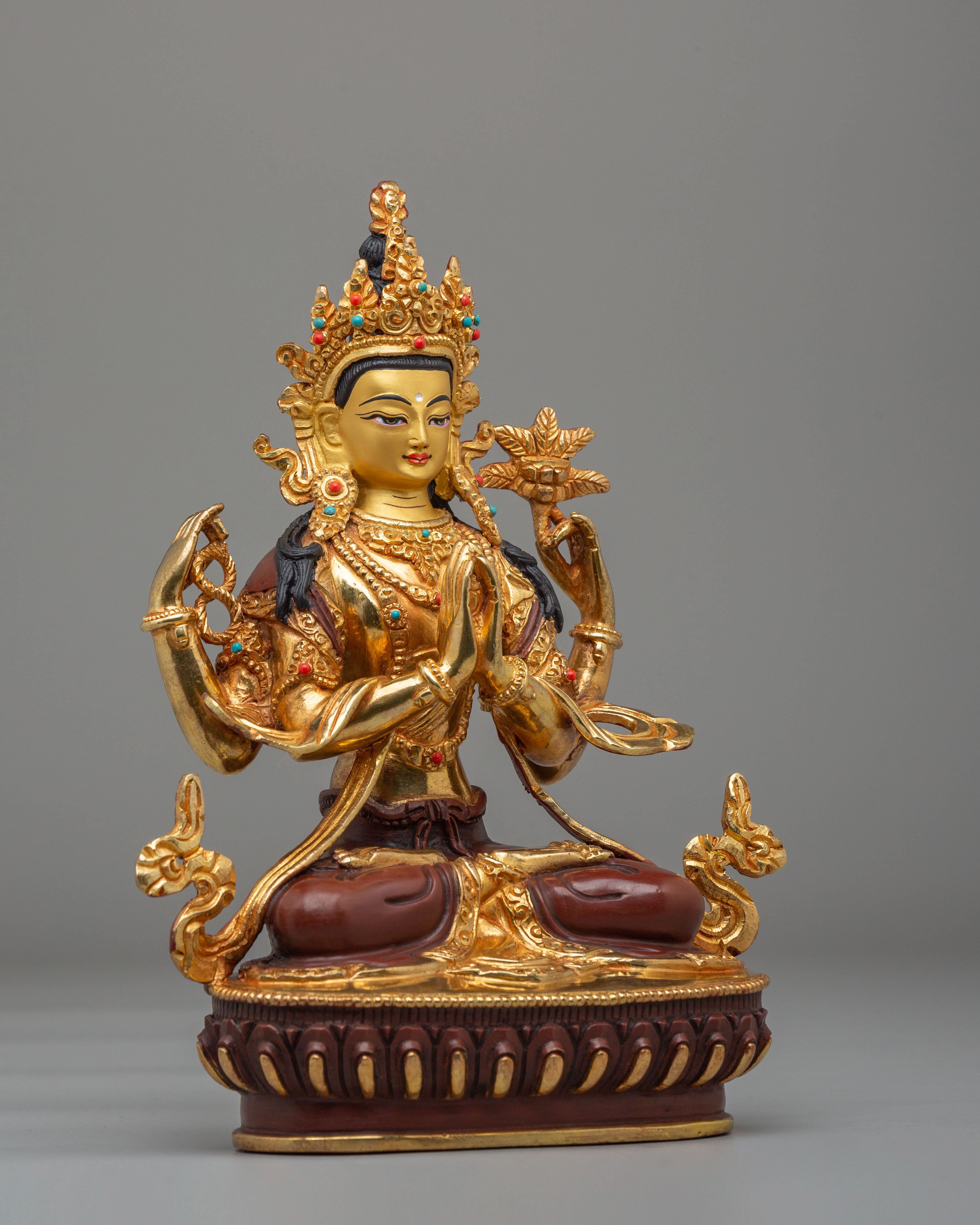 Handcrafted Altar Chenrezig Sculpture | Spiritual Tibetan Art