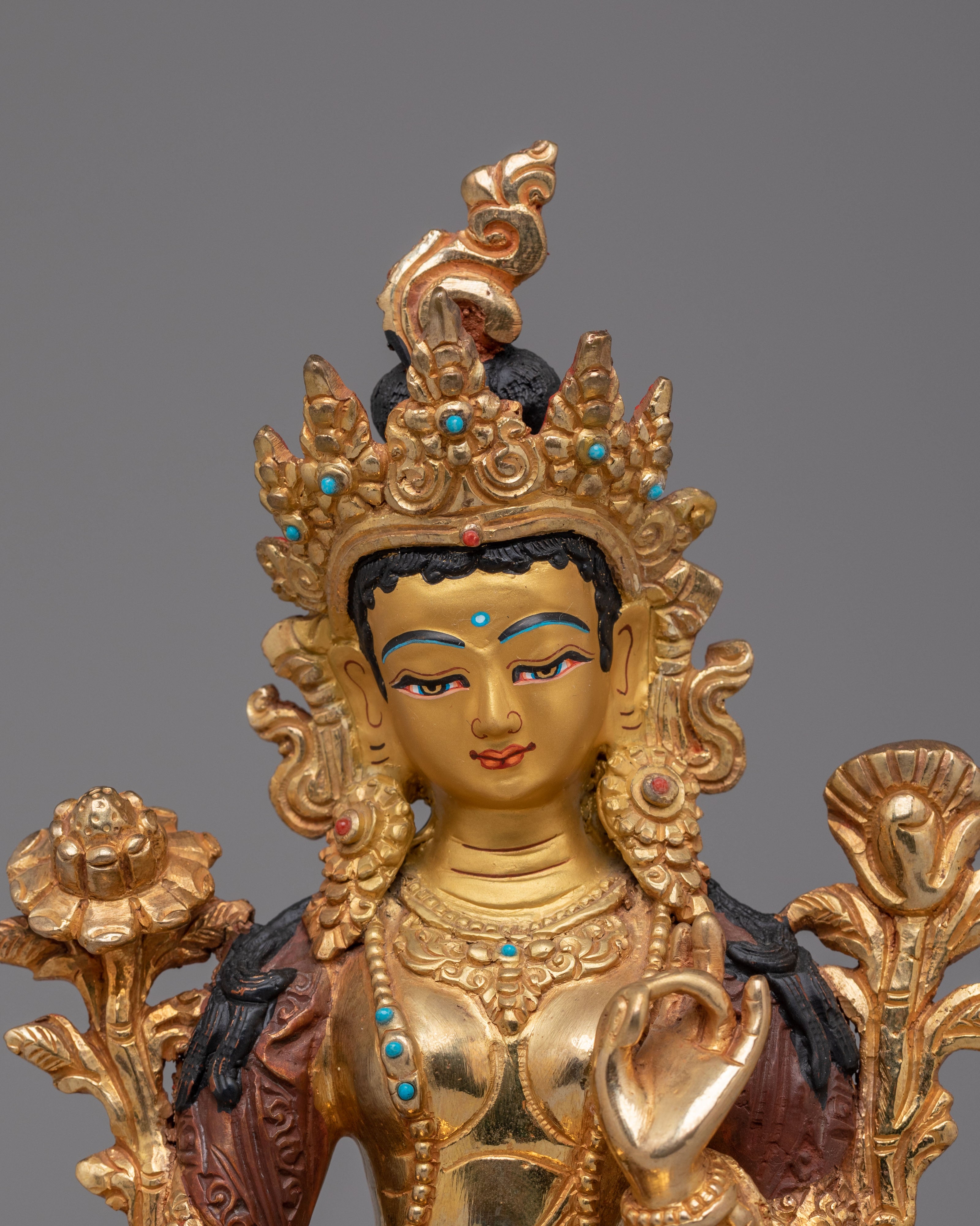 Handmade Green Tara Goddess Statue | Tibetan Spiritual Decor