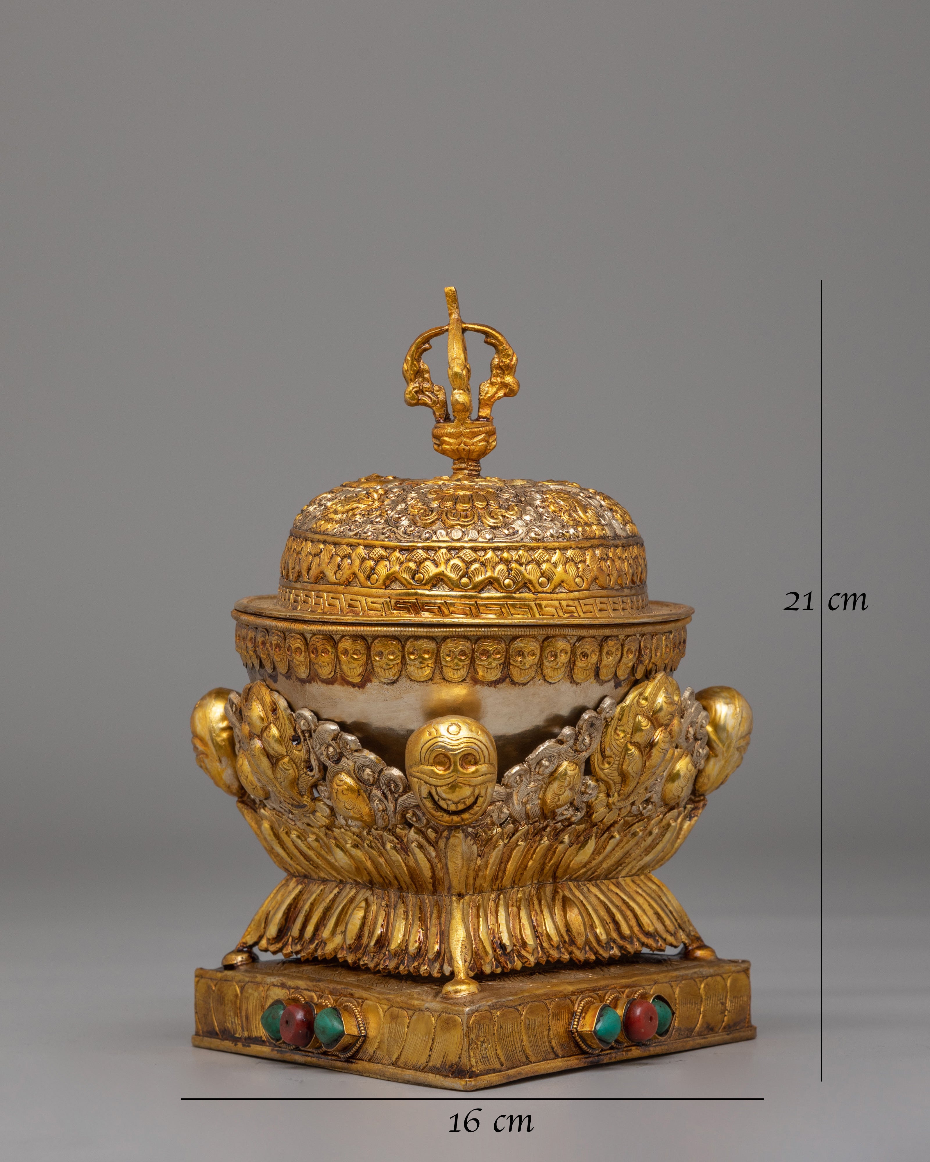 Spiritual Offering Kapala | Gold Plated Copper Tibetan Ritual Vessel