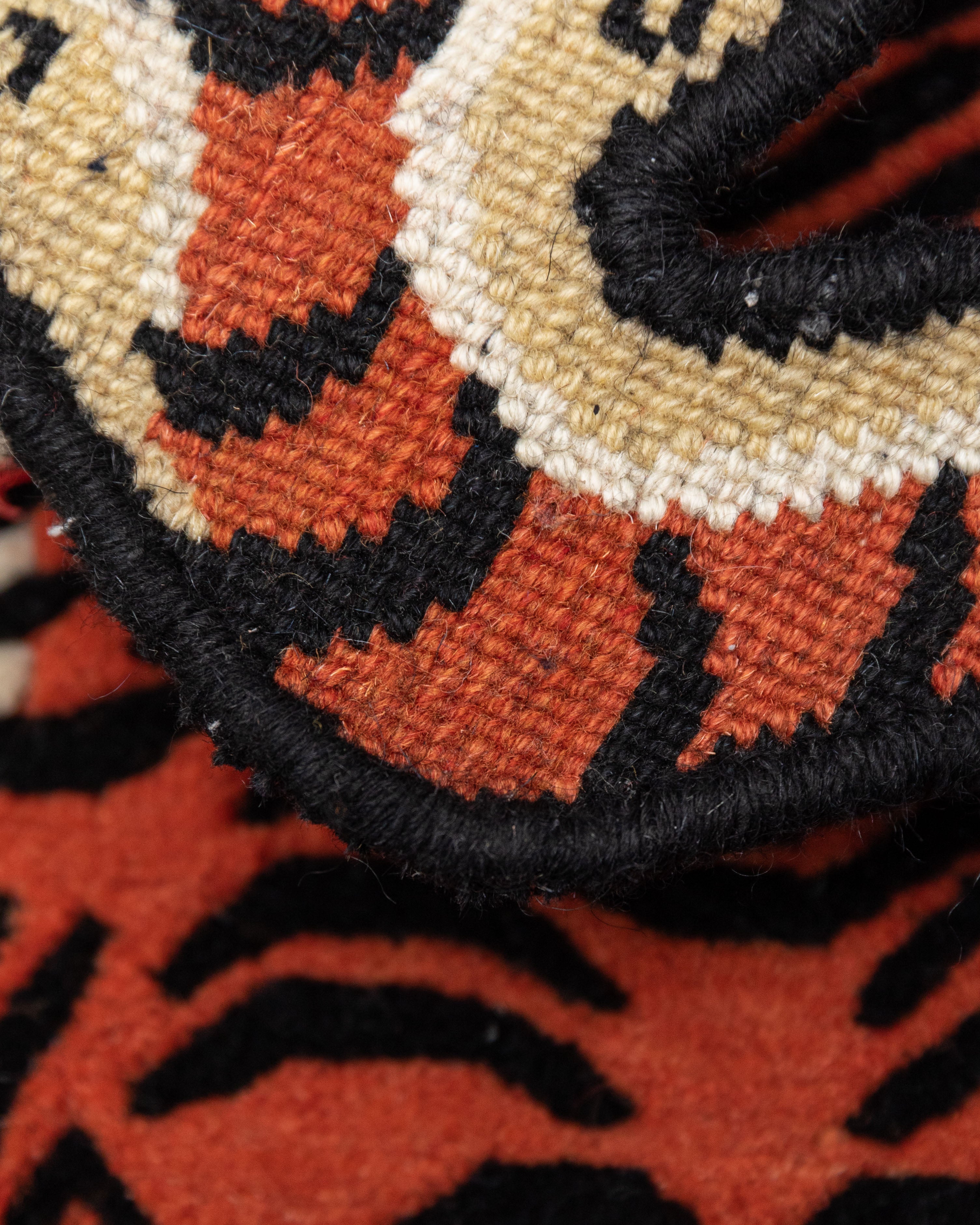 Handwoven Wool Tiger Rug | Himalayan Meditation Carpet
