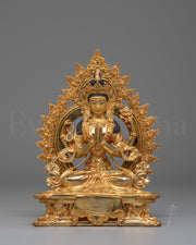 Spiritual Chenrezig on Throne Statue