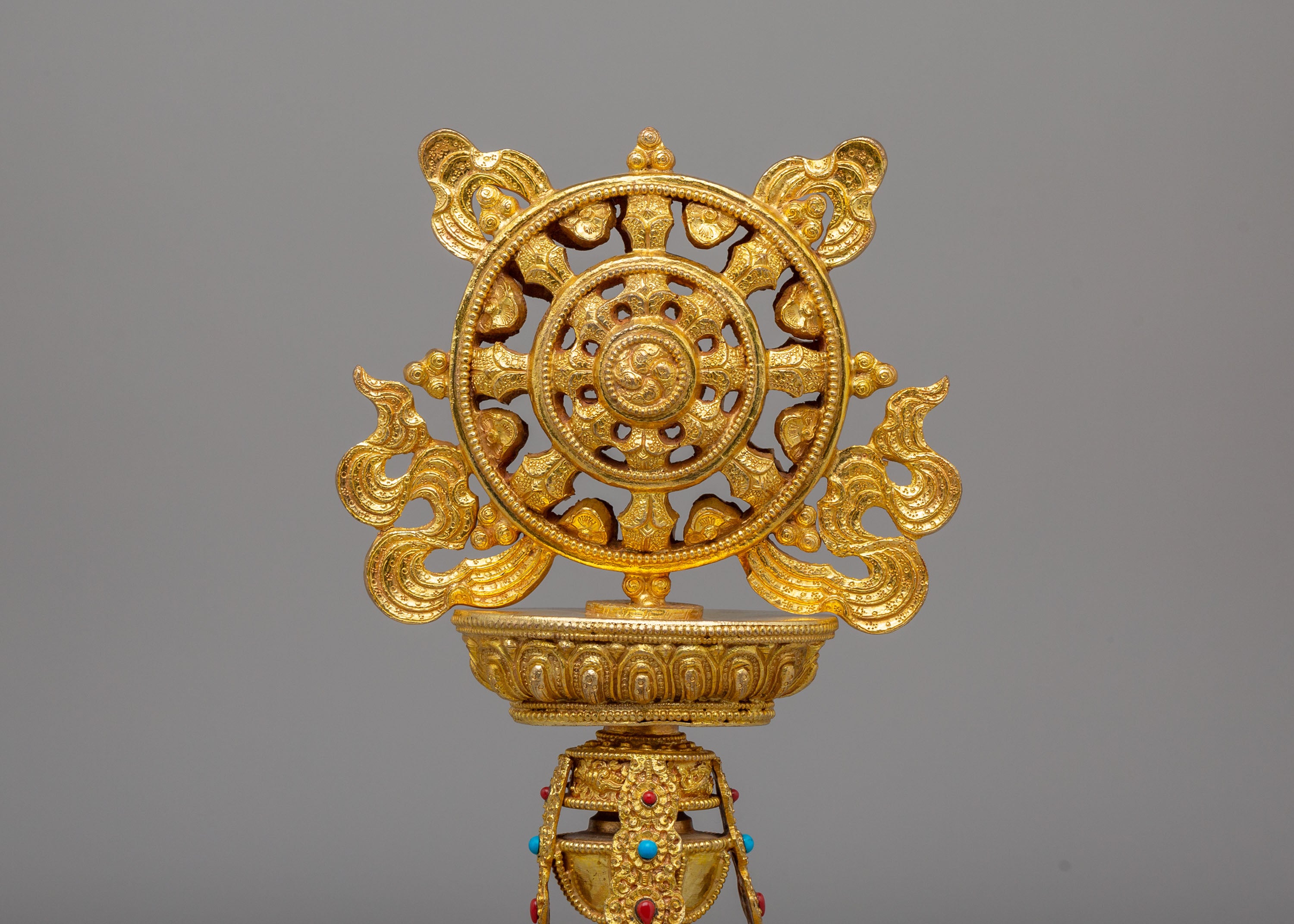 Sacred Dharma Wheel Sculpture | Symbol of Enlightenment
