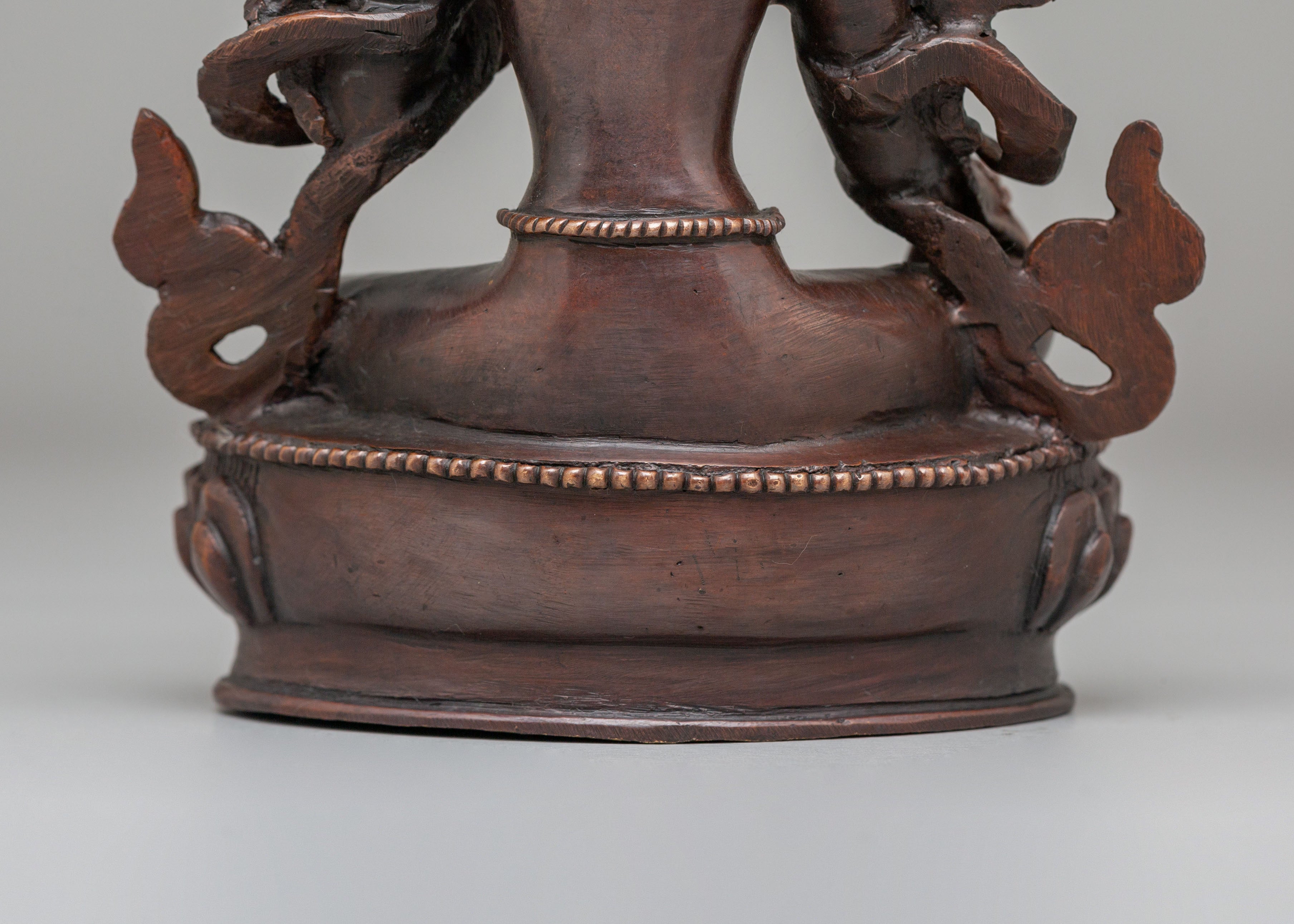 Sacred Green Tara Deity Statue | Handcrafted Oxidized Copper Figure