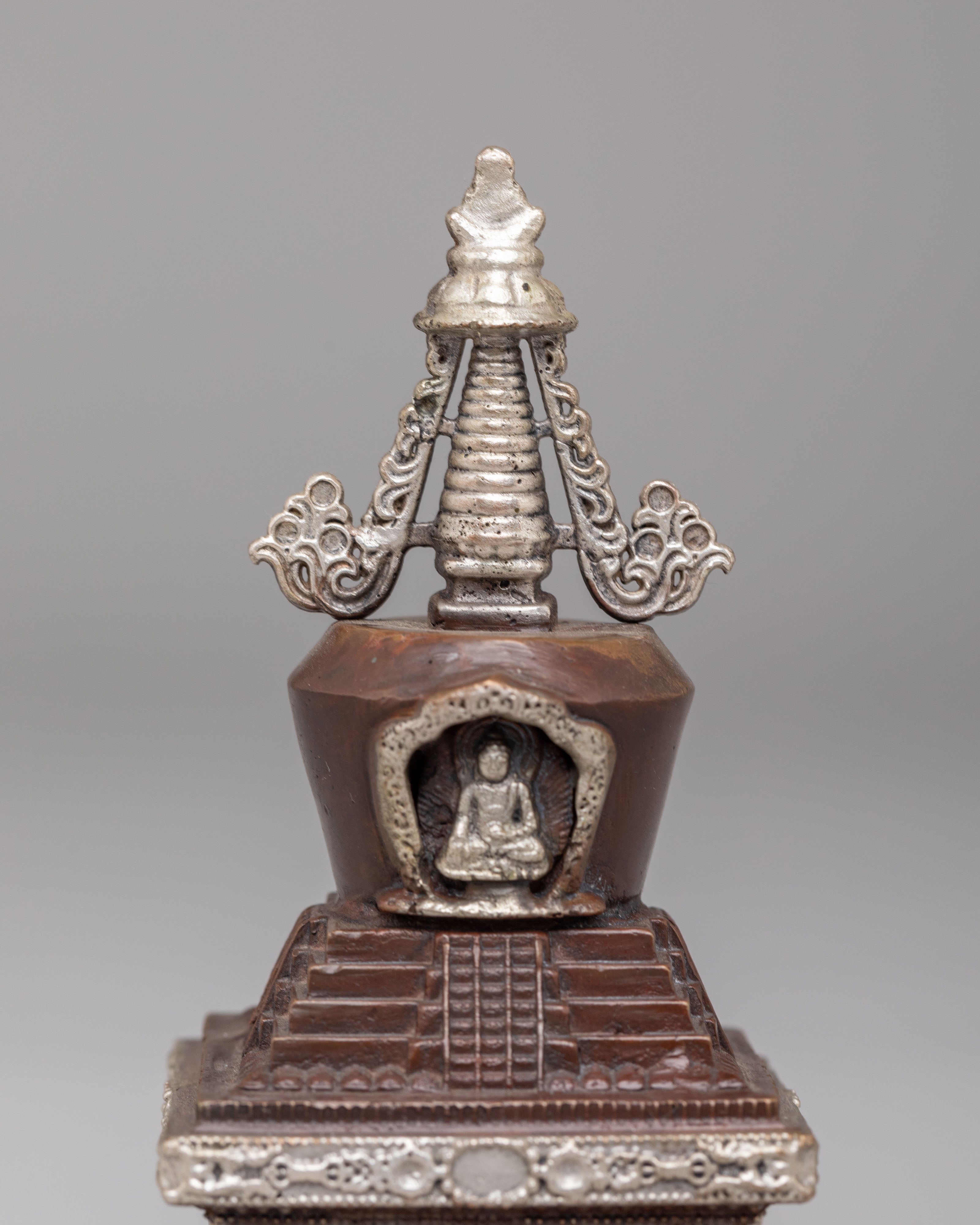 Handcrafted Descent from Heaven Stupa | Spiritual Artifacts for Meditation