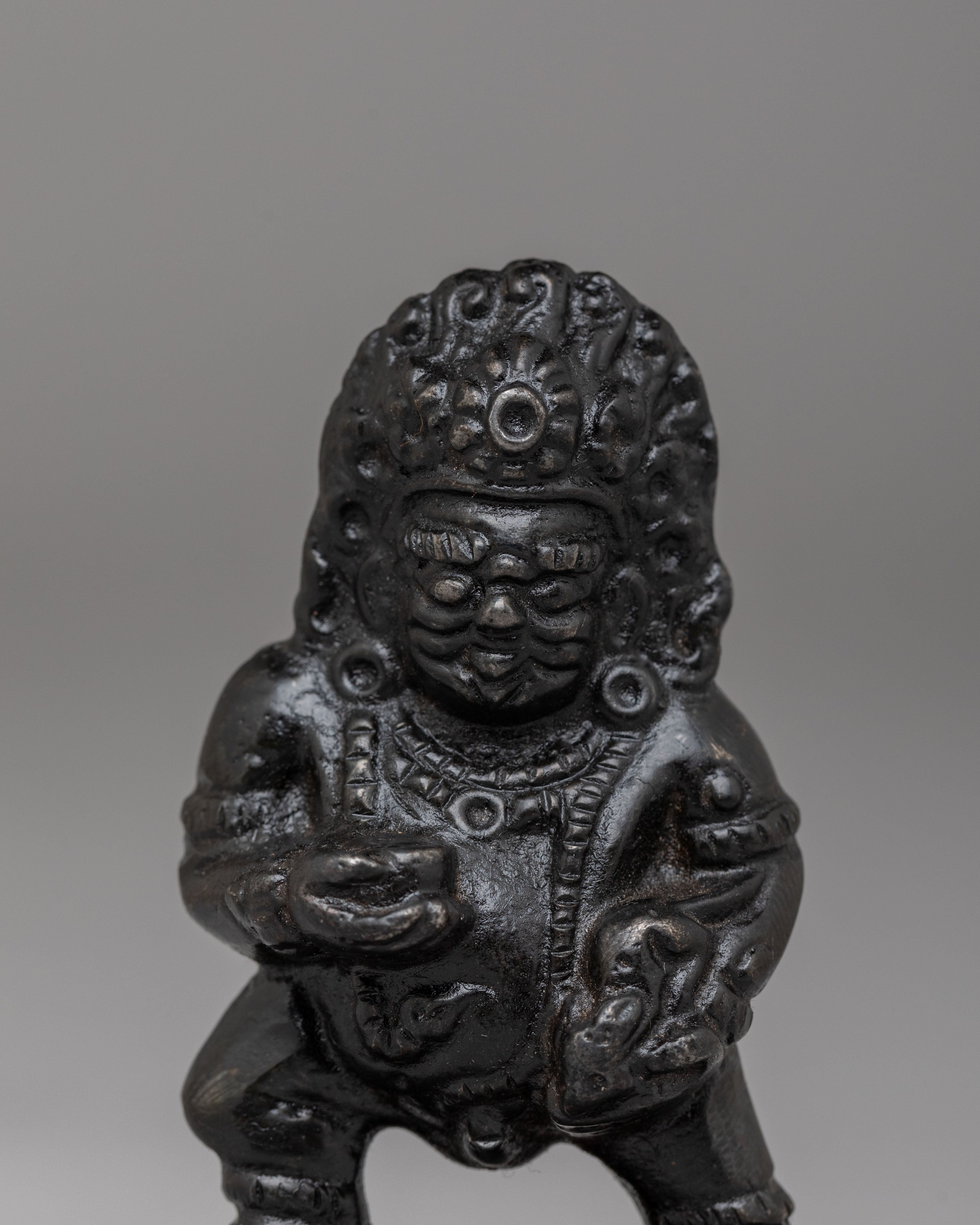 Machine Made Black Dzambhala Statue | Sculpture for Altar and Meditation