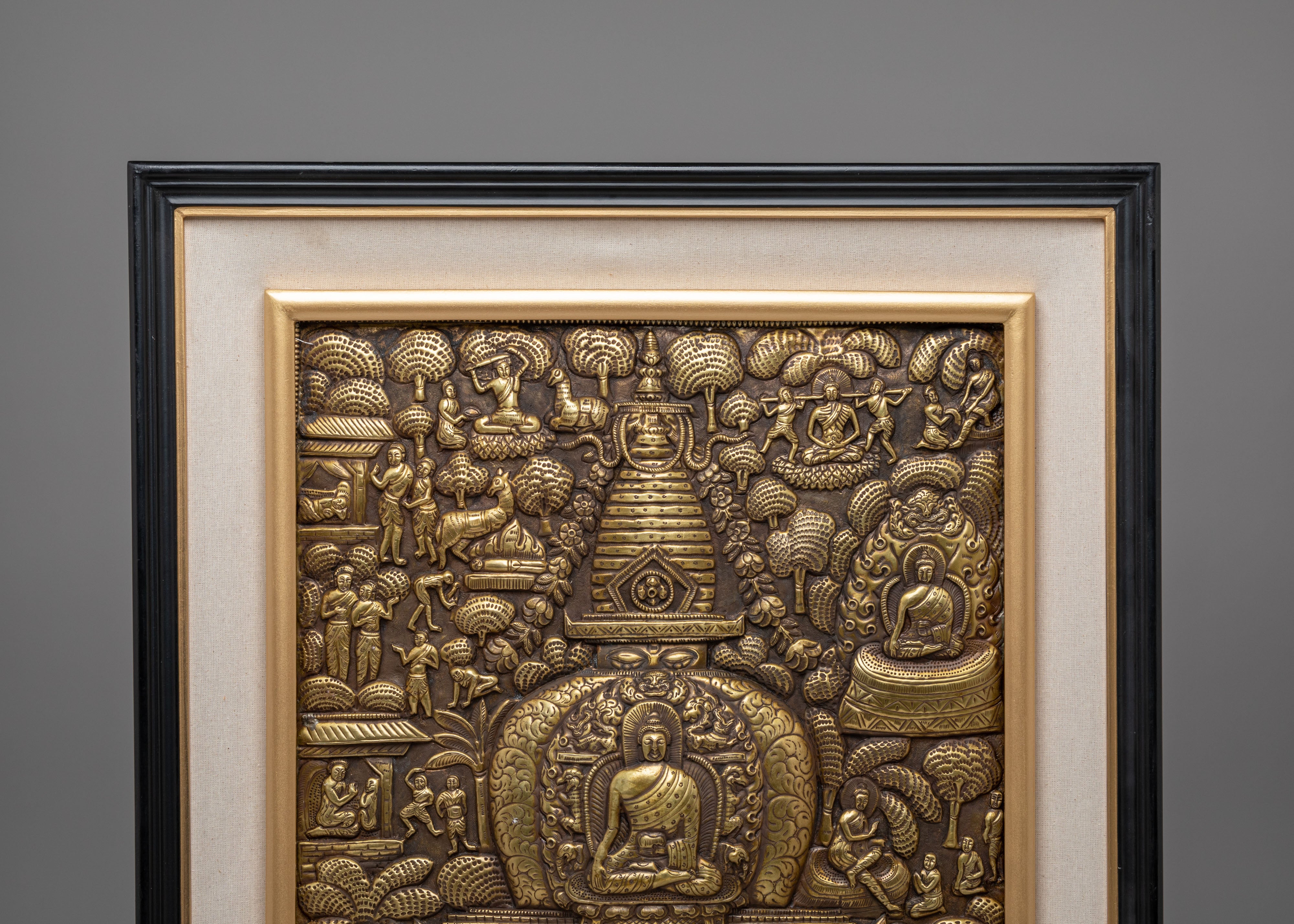 Handmade Buddha Life Story Wall Hanging | Brass Buddhist Artwork