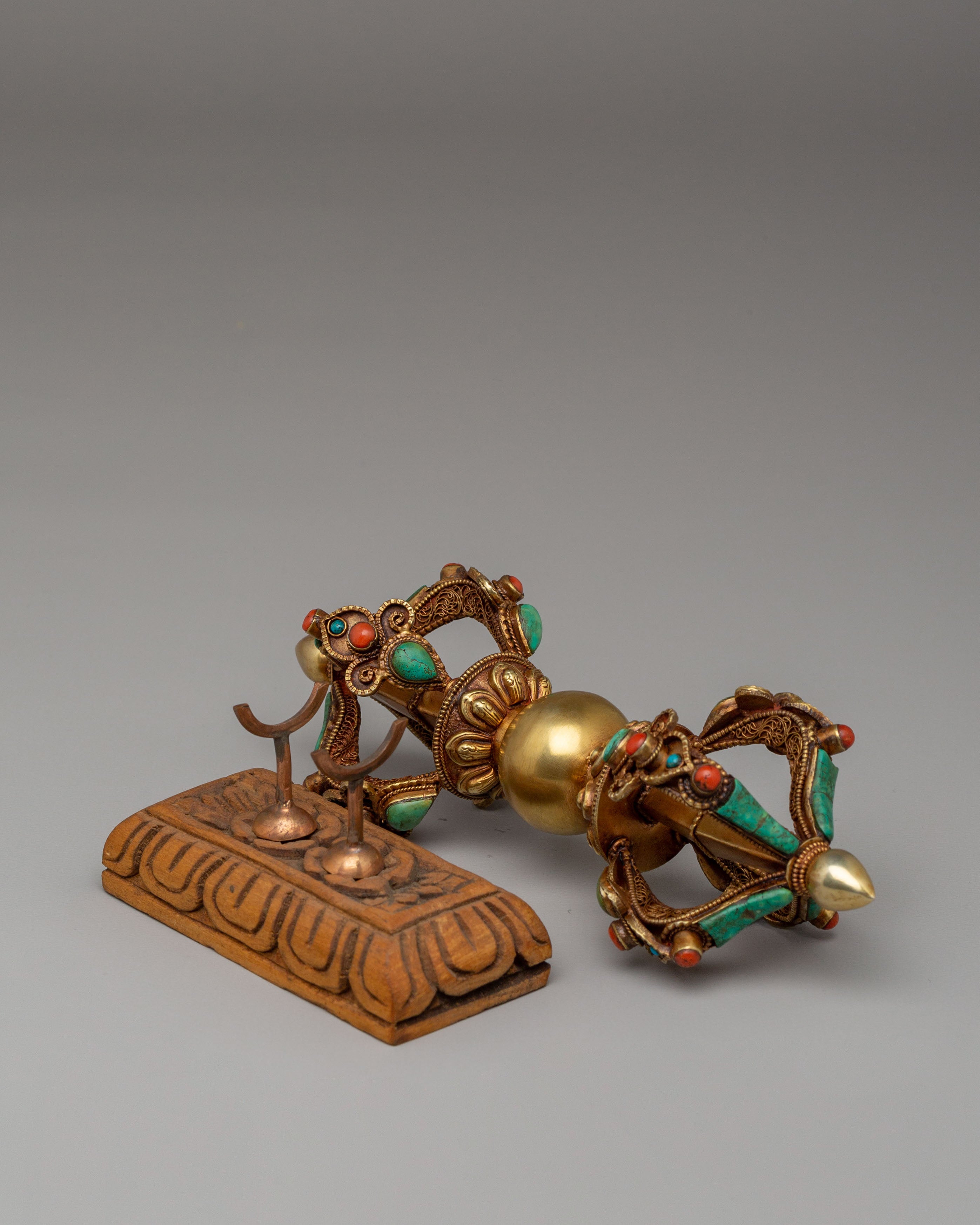 Handmade Buddhist Vajra With Stand | Tibetan Thunderbolt Dorje