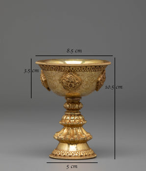 Light Offering Tibetan Butter Lamp | Handcrafted Copper Lamp with Fire Gold Finish