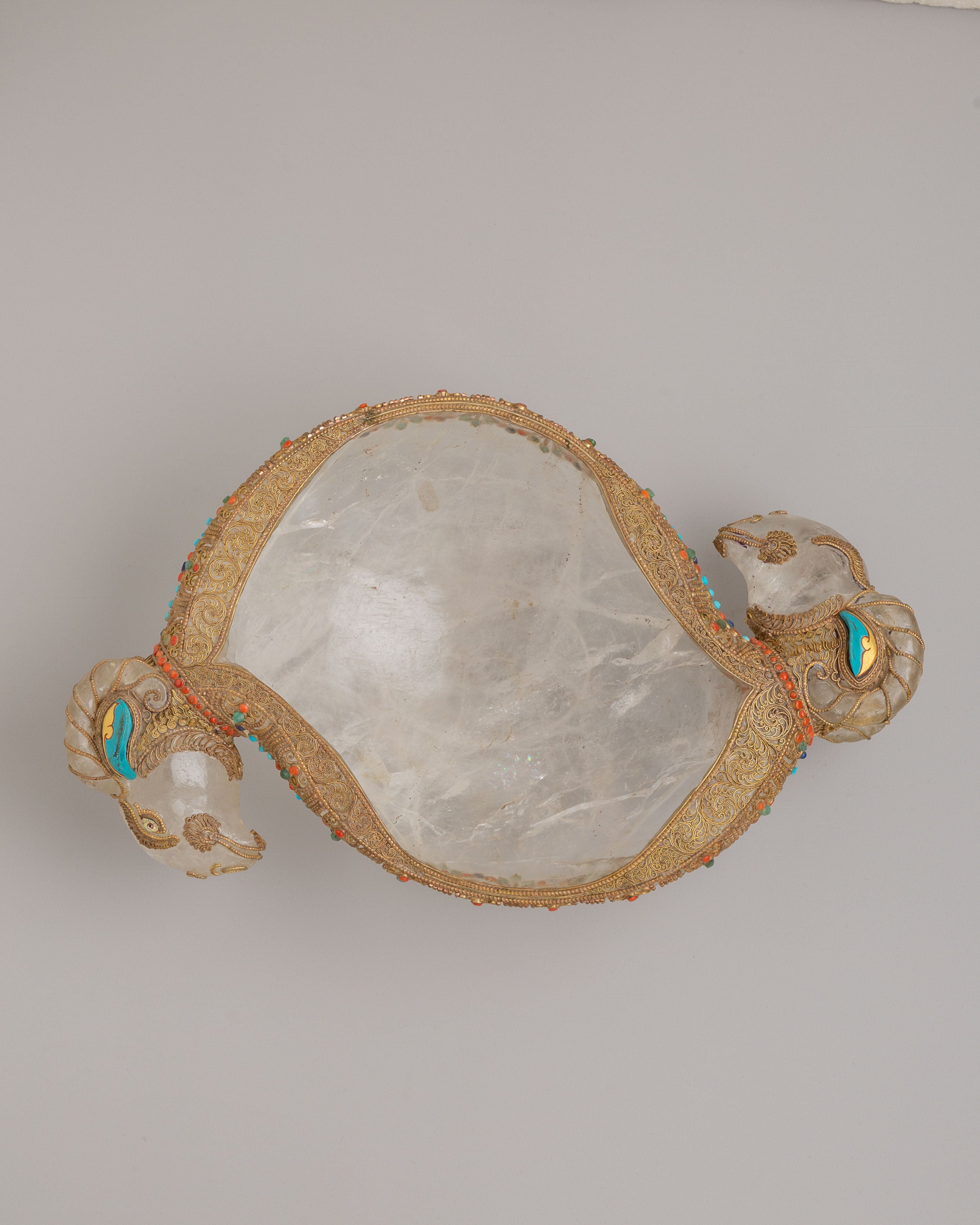 Decorative Footed Bowl | Gemstone Inlaid Decorative Bowl