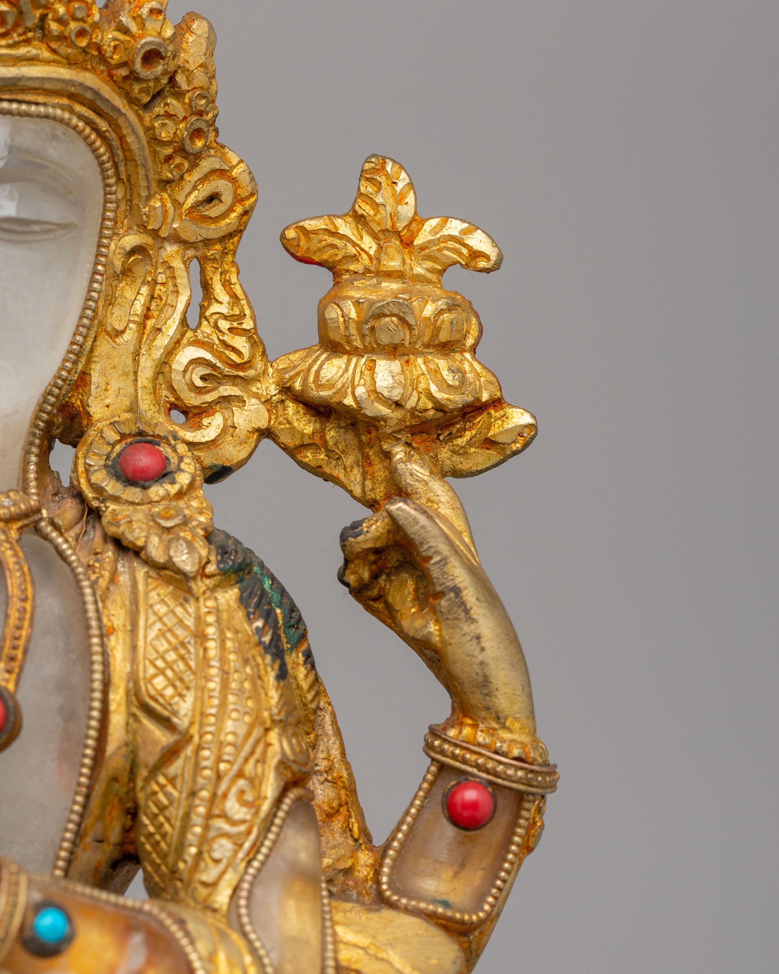 Handmade Chenrezig Statue on Throne | Tibetan Bodhisattva Statue