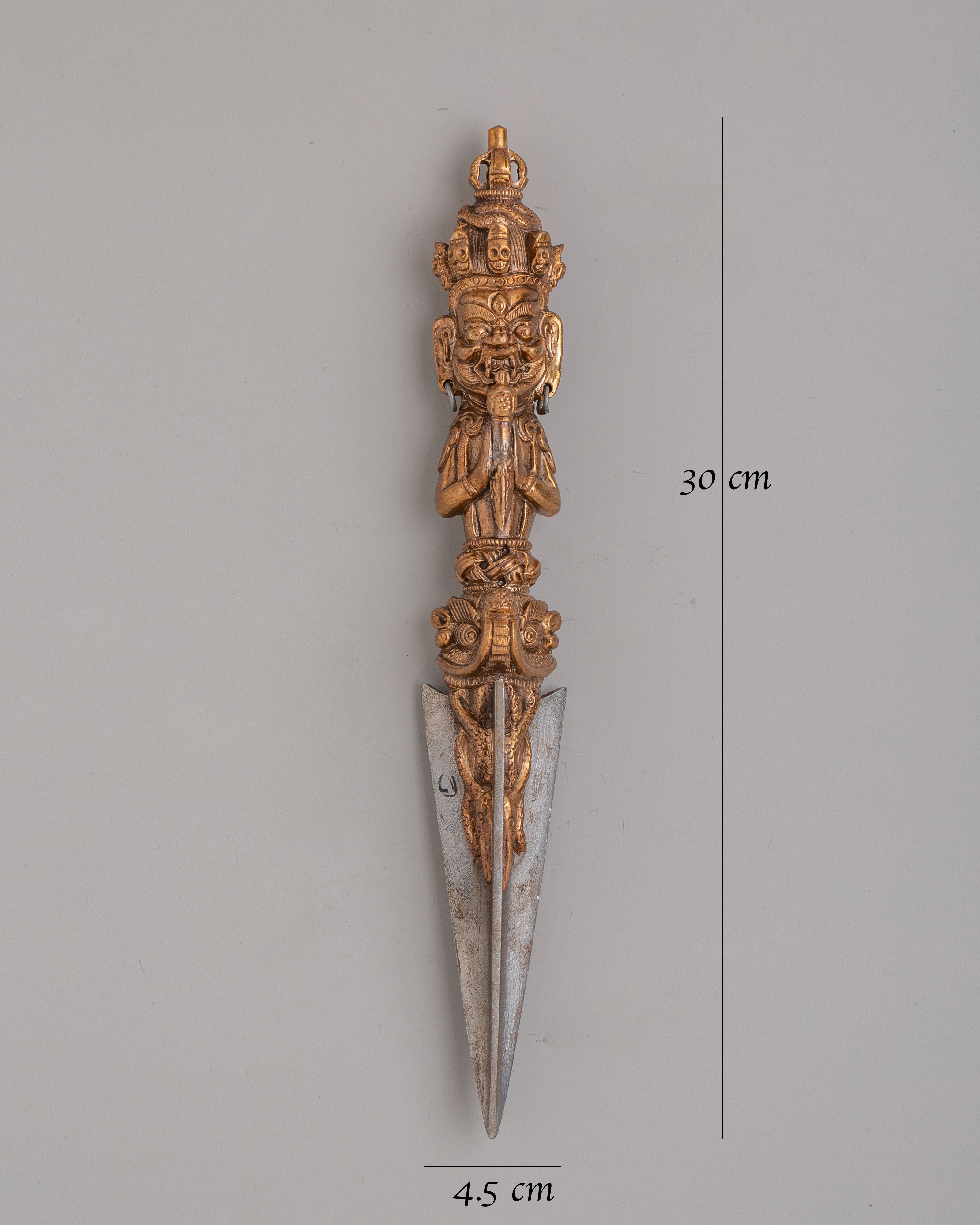 Himalayan Vajrakilaya Phurba Dagger | Iron Copper Vajrayana Ritual Tool