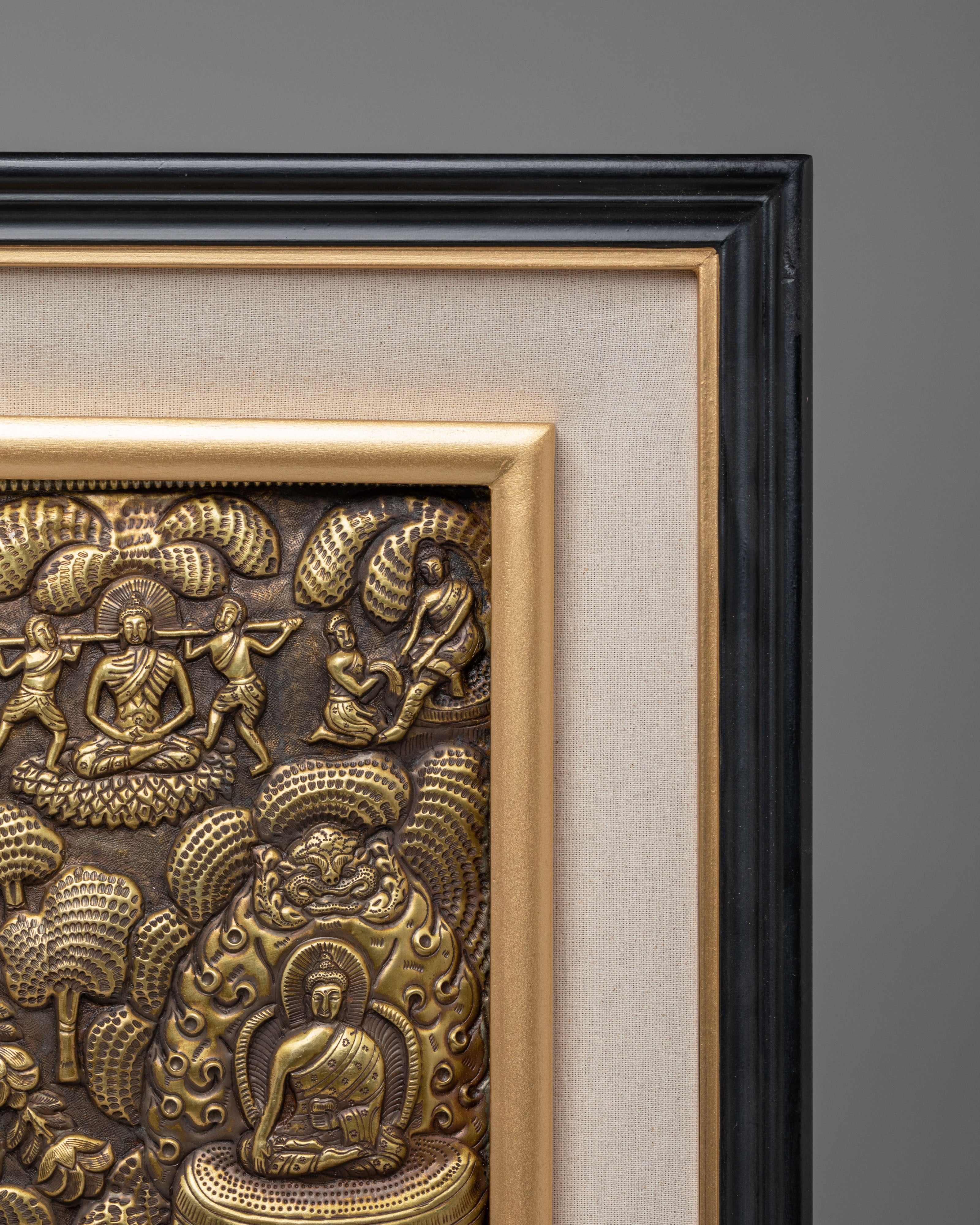 Handmade Buddha Life Story Wall Hanging | Brass Buddhist Artwork