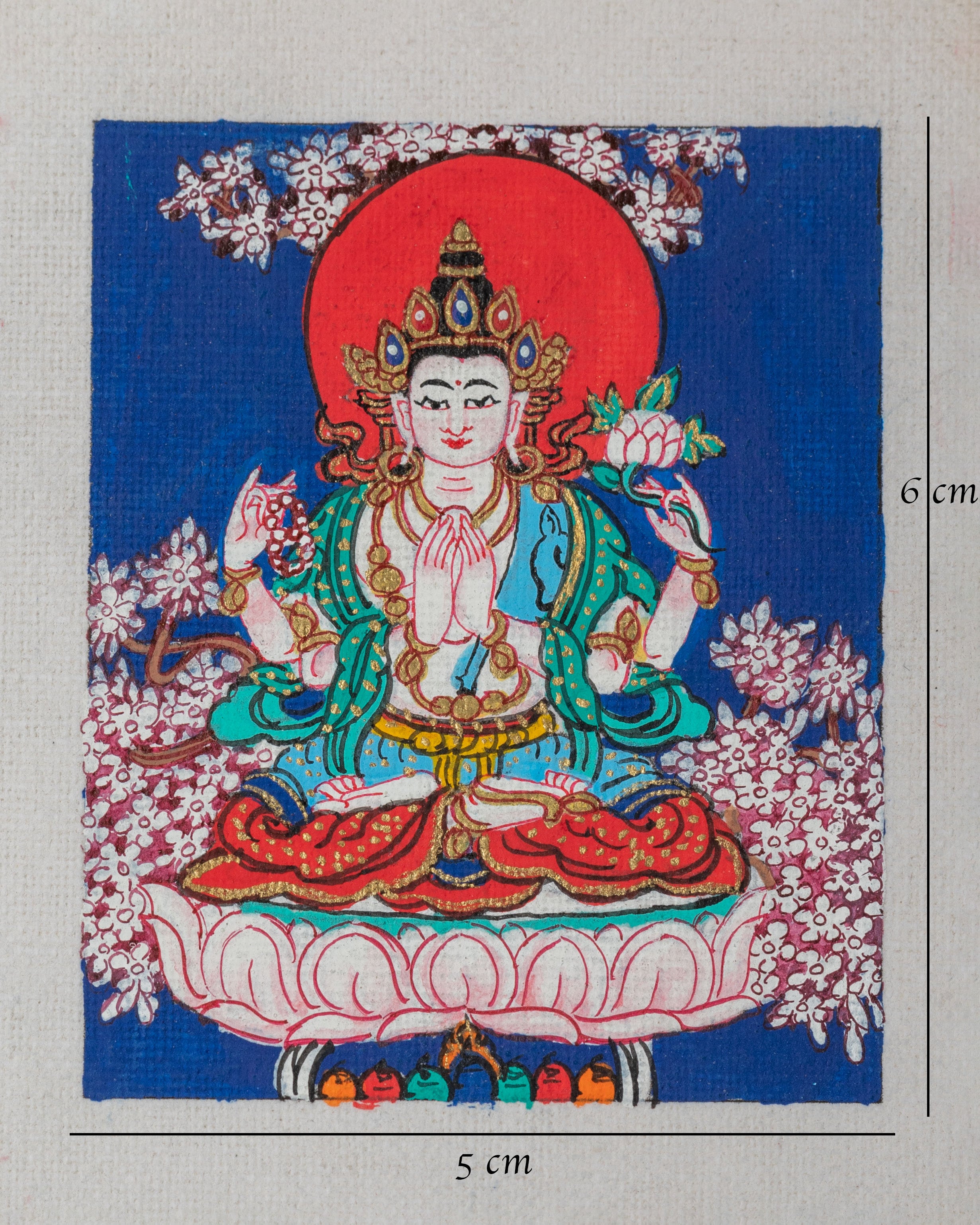 Chenrezig Handmade Thangka for Locket | Sacred Art