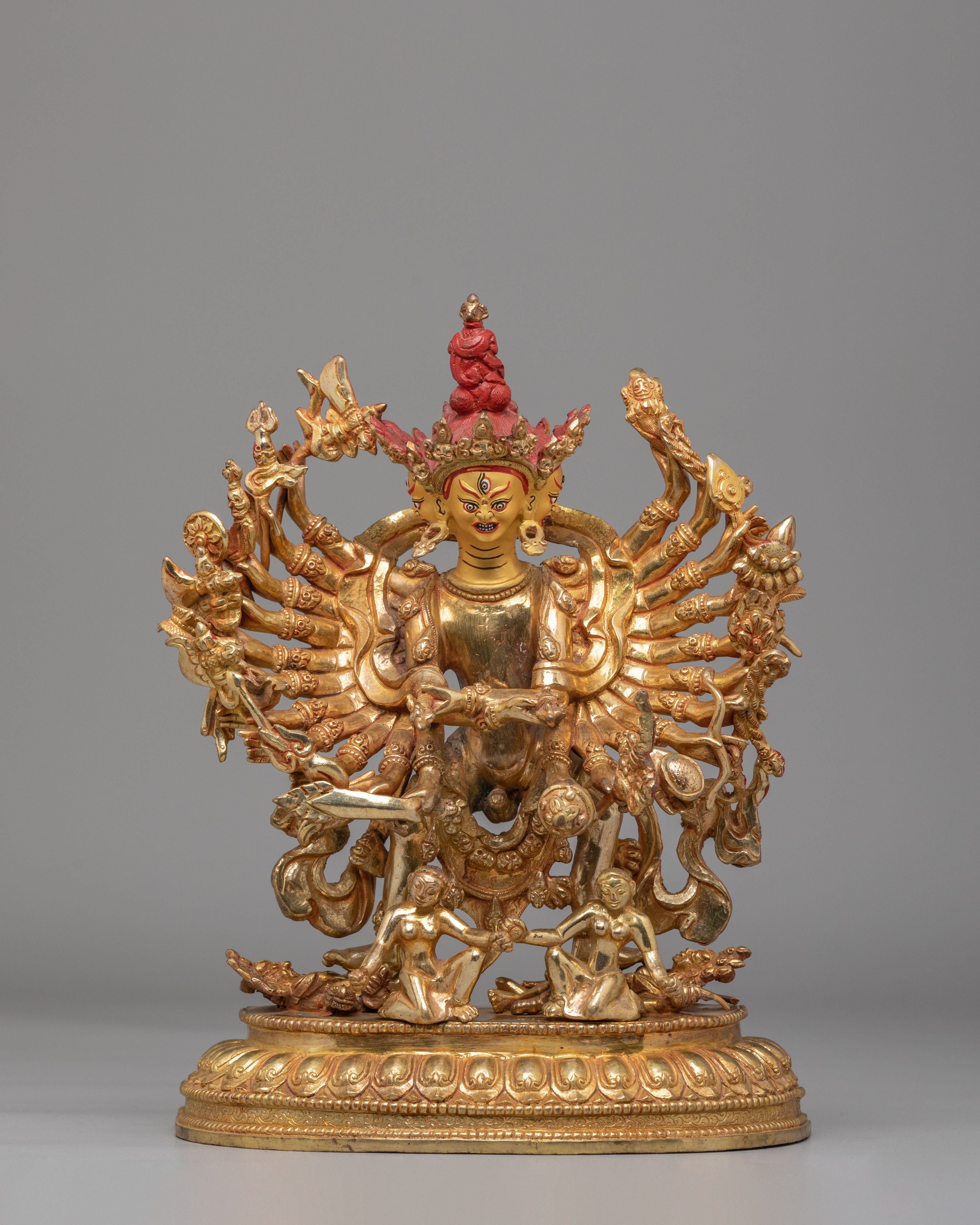 Hevajra Vajrayana Sculpture | 24K Gold Plated Buddhist Deity Statue