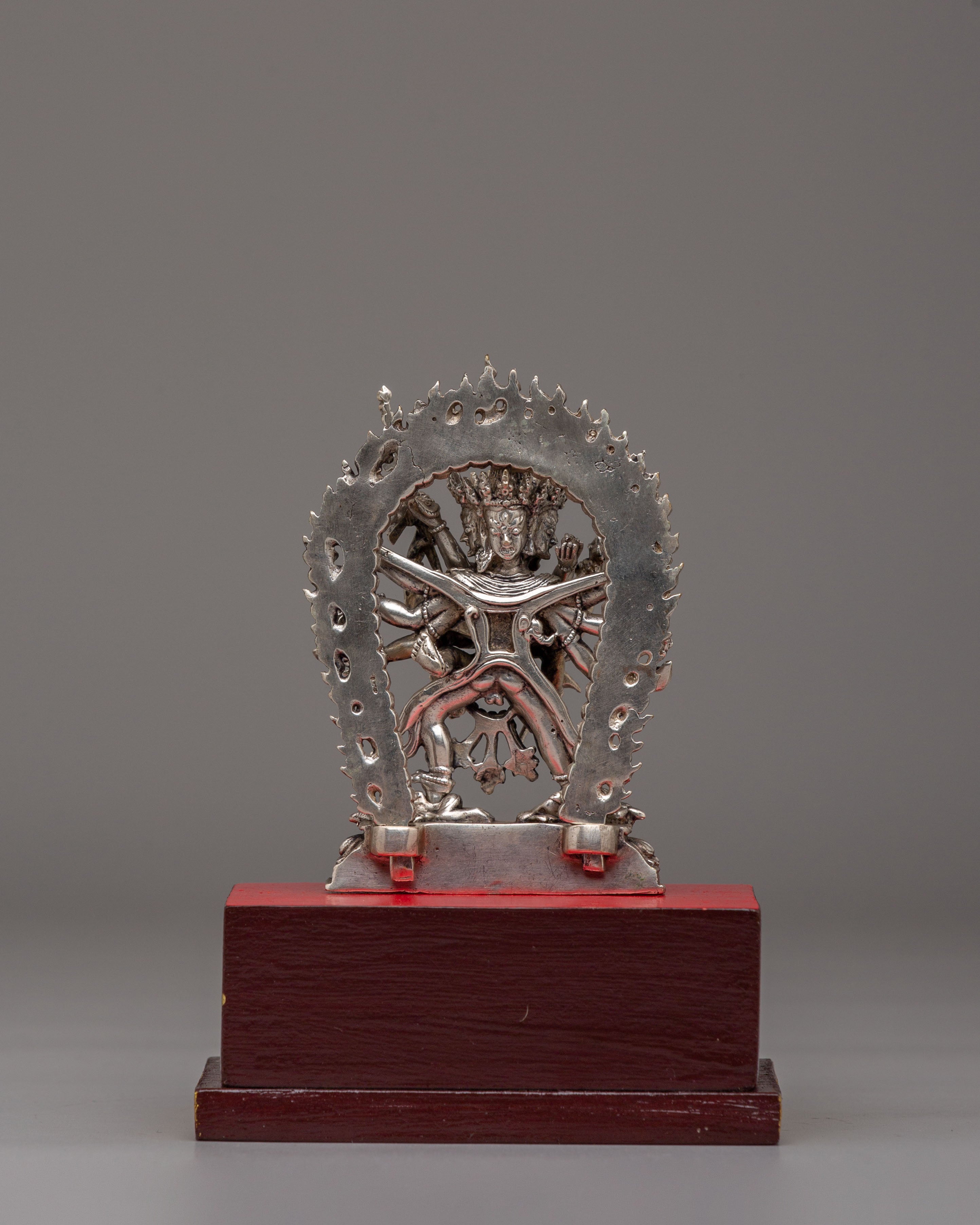 Tibetan Chakrasamvara with Consort Statue | Silver Plated Copper Buddhist Art