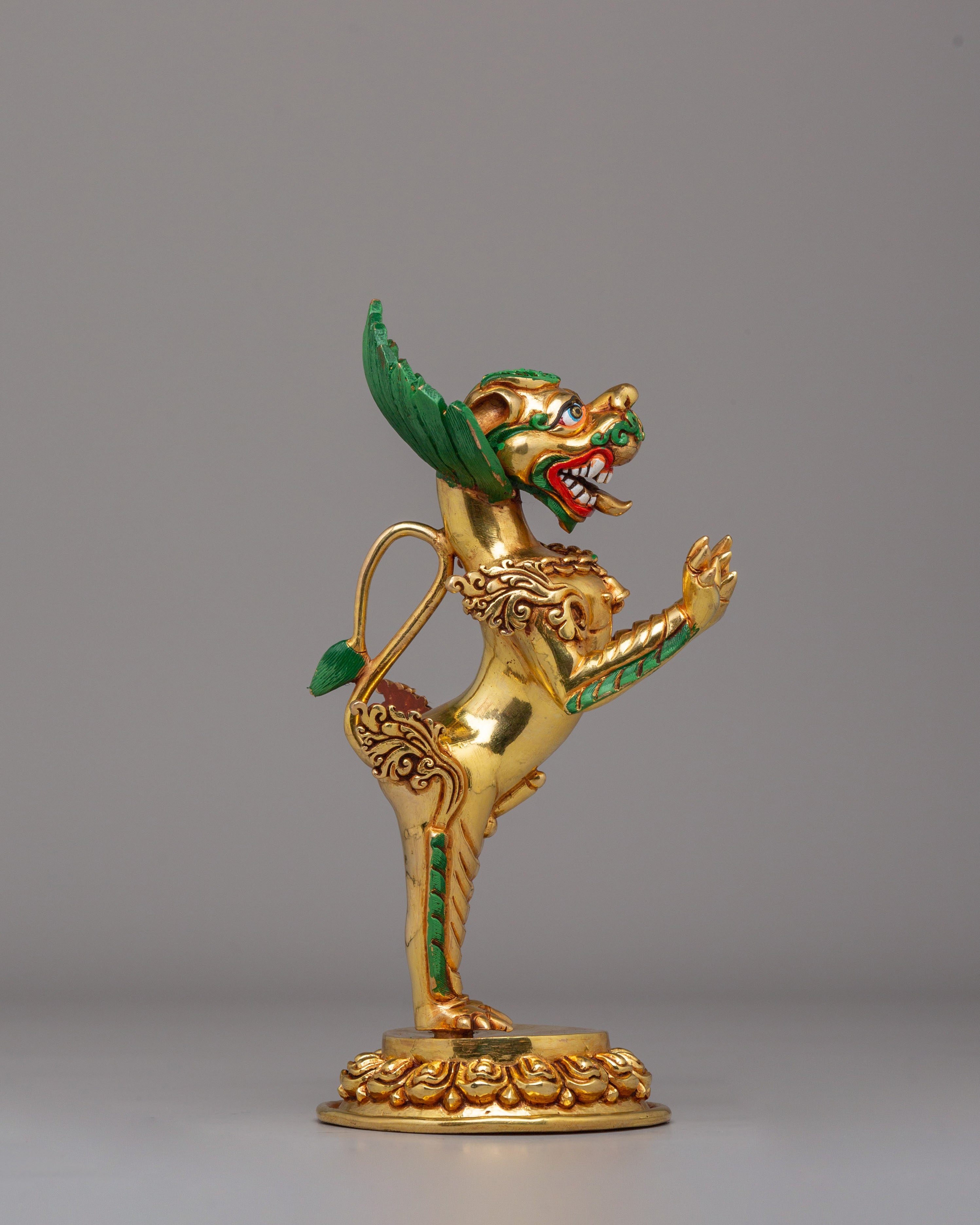 Sacred Tibetan Guardian Lions Set | Traditional Himalayan Lion Figurines