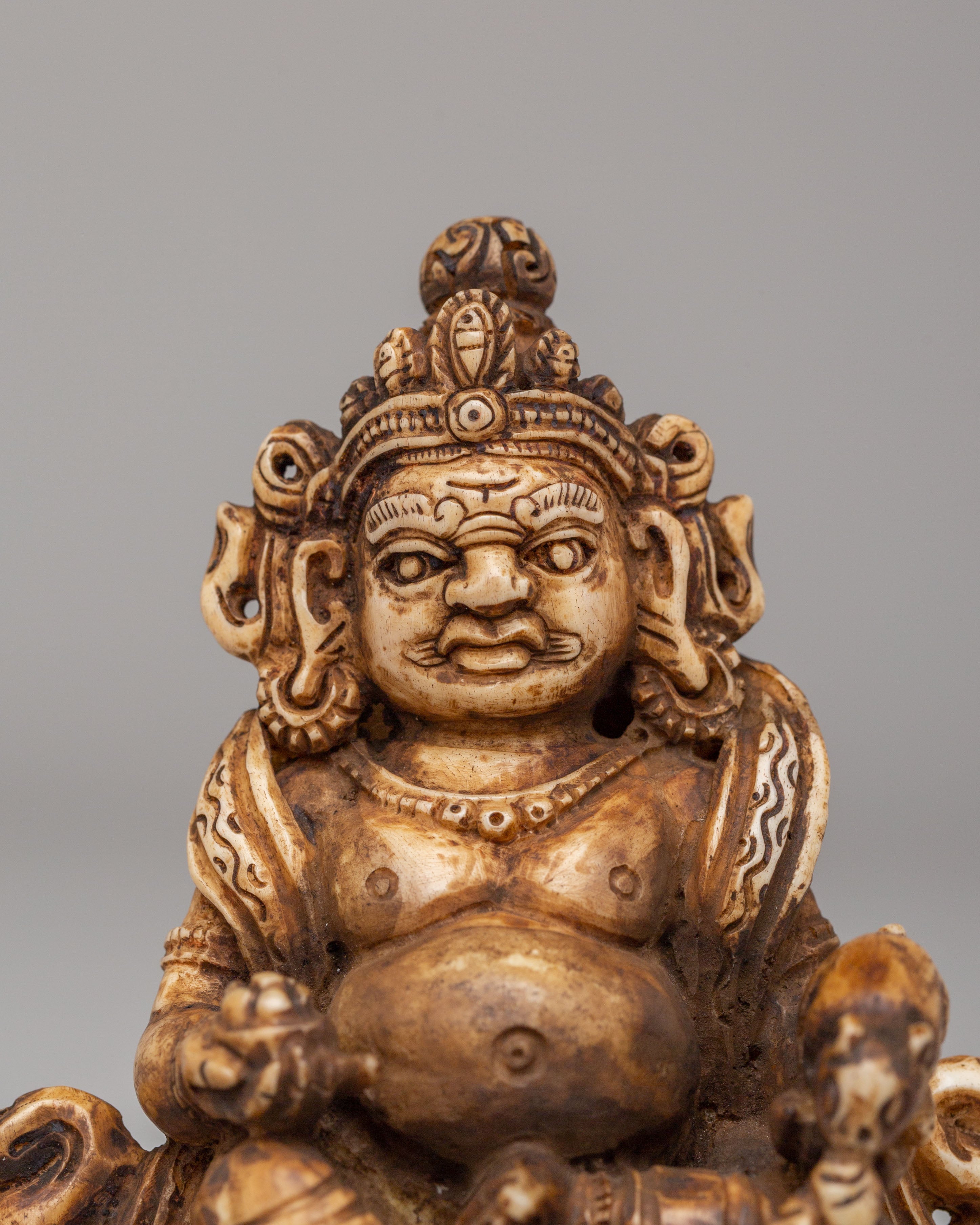 Buddhist Dzambhala Wealth Deity Sculpture | Buffalo Bone Buddhist Sculpture