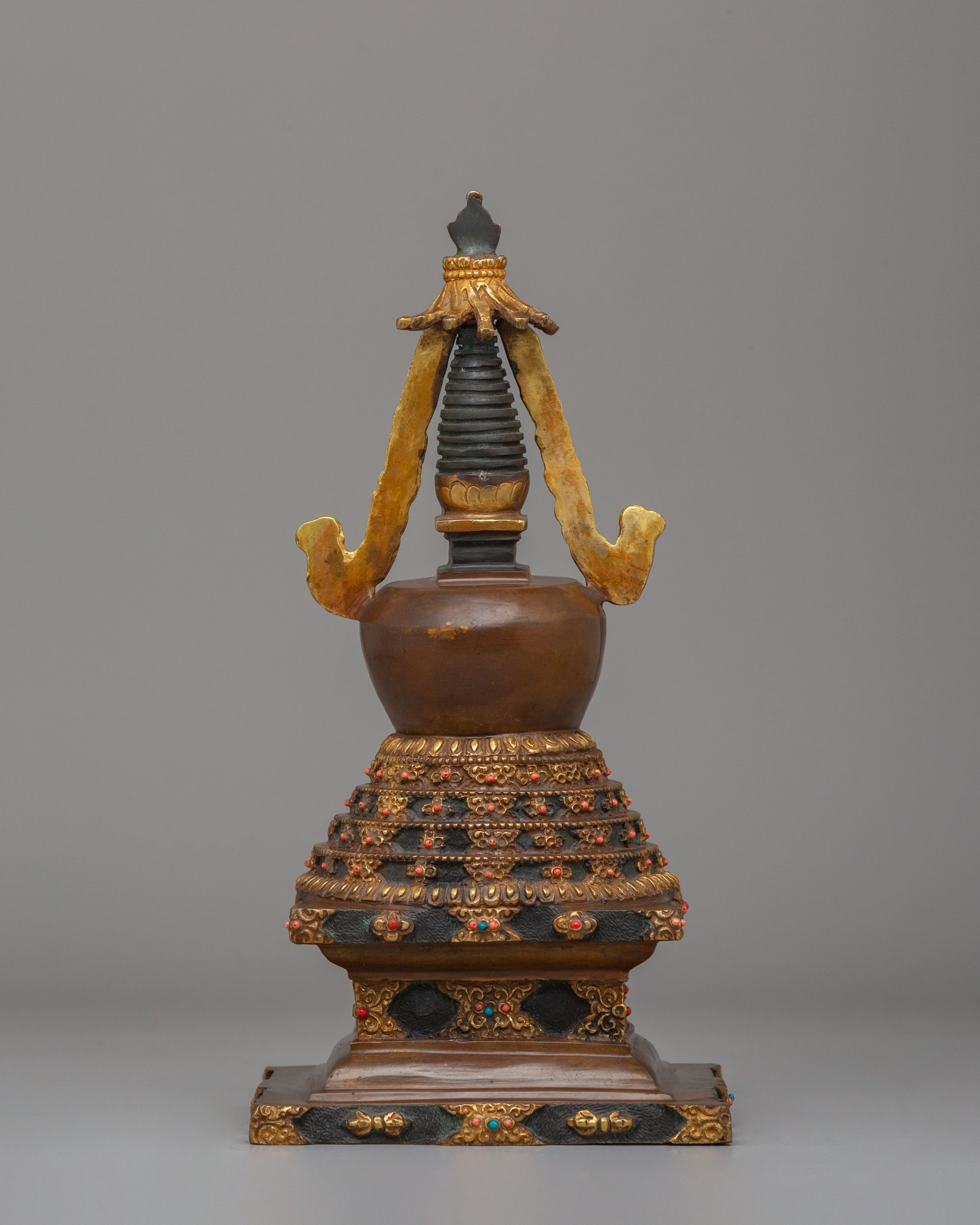 Sacred Lotus Blossom Stupa for Altar | Tibetan Buddhist Shrine Decor