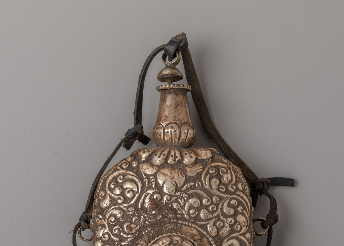 Decorative Snuff Bottle | Handcrafted Silver Vessel with Turquoise Detail