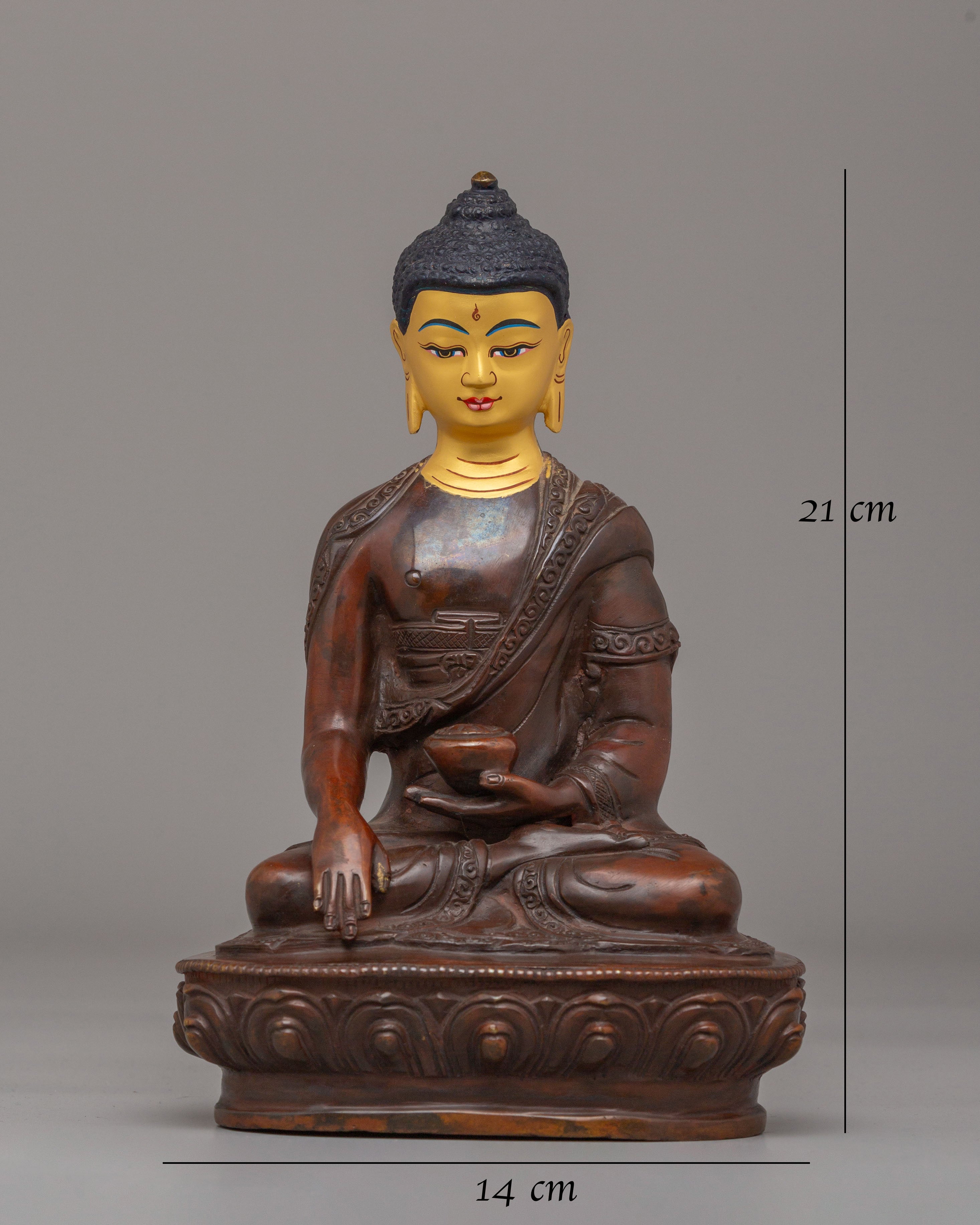 Shakyamuni Buddha Statue for Shrine | Handcrafted Oxidized Copper Statue