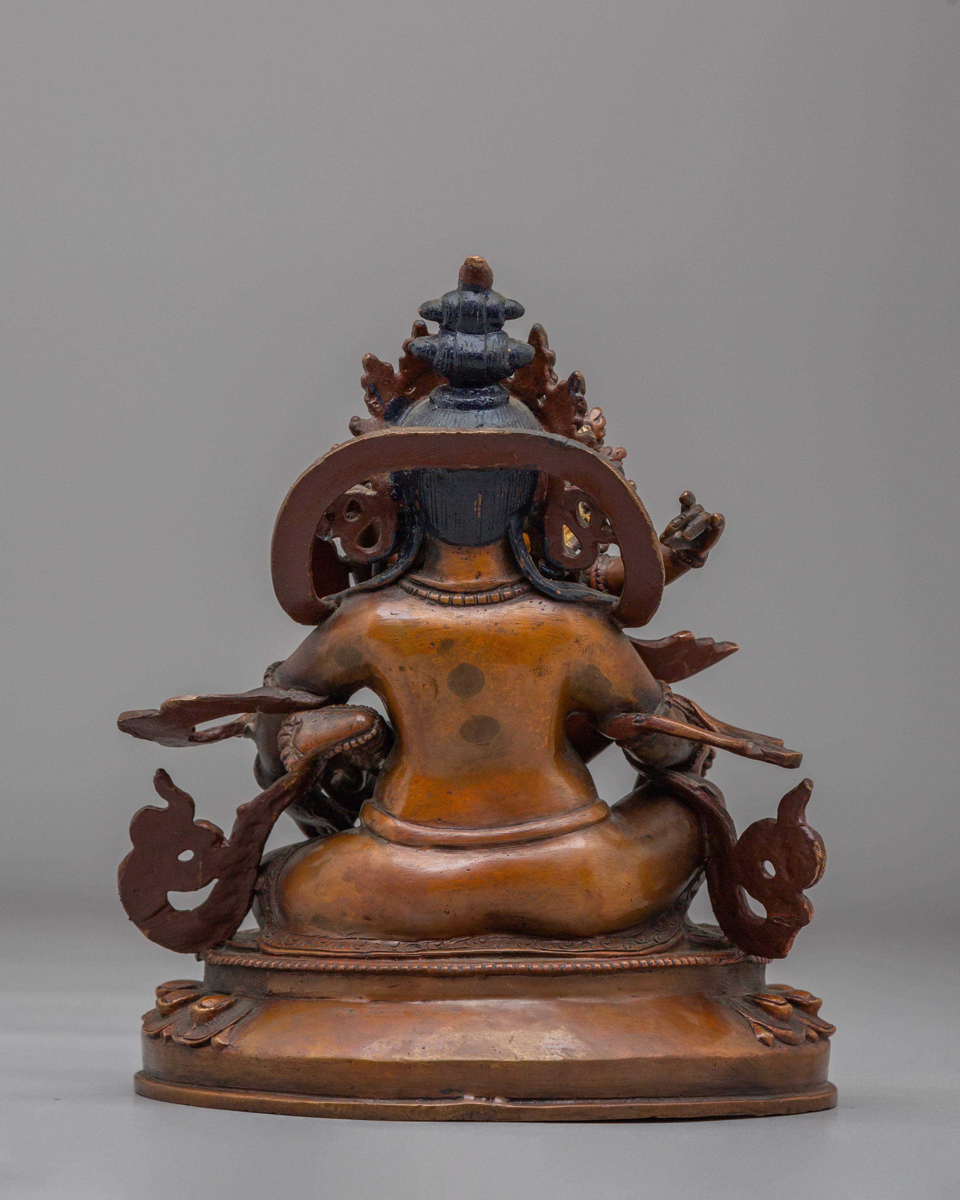 Buddhist Dzambhala with Consort Sculpture | Wealth Deity Statue