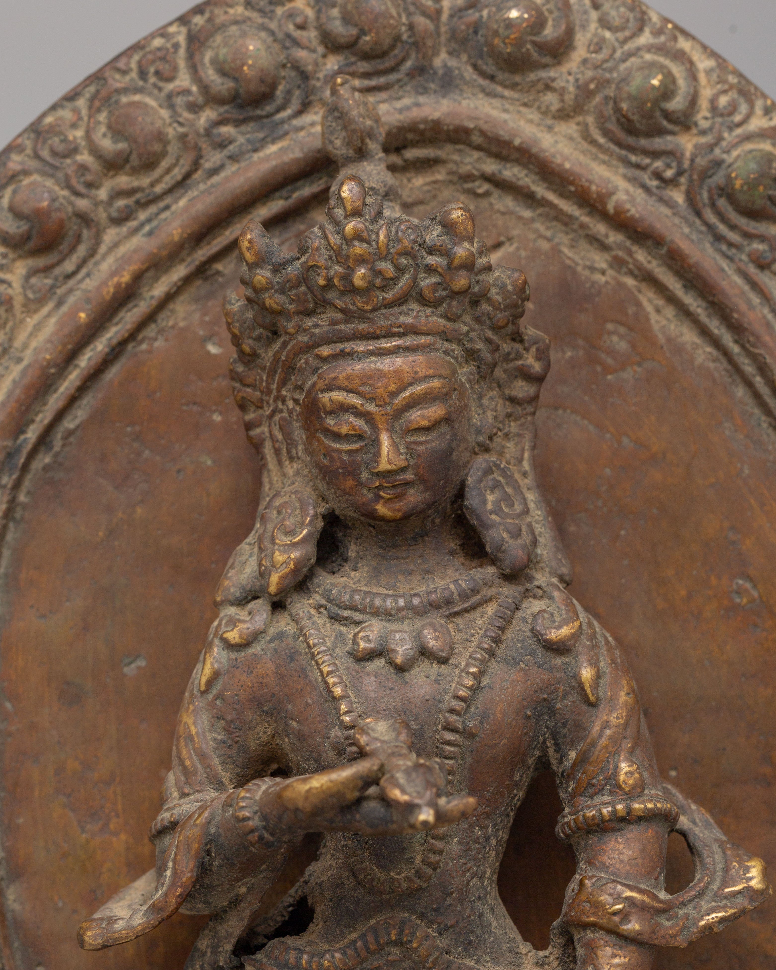 Himalayan Standing Deities Set | Antique Finished Copper Figurines