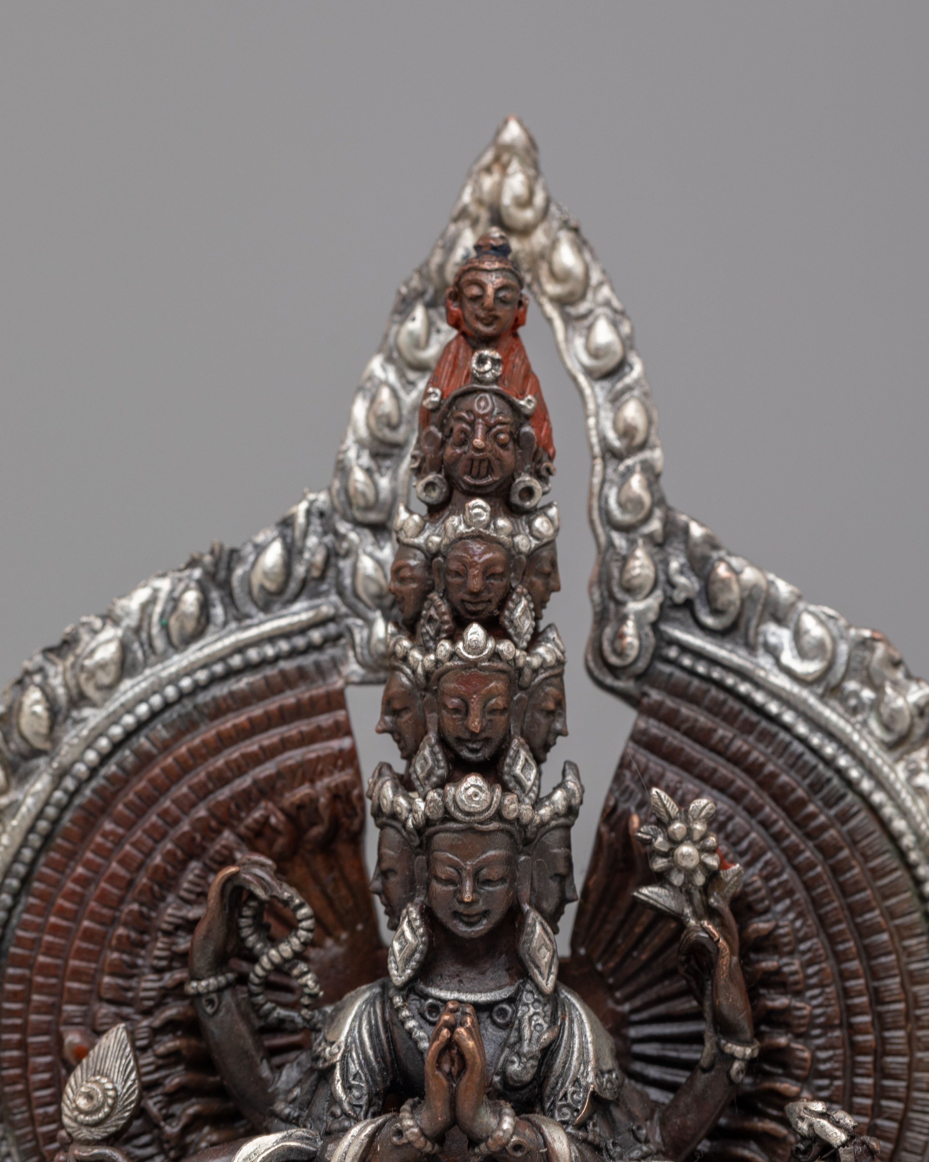 1000-armed-Chenrezig-Statue-for-Altar | Silver-Plated Tibetan Deity
