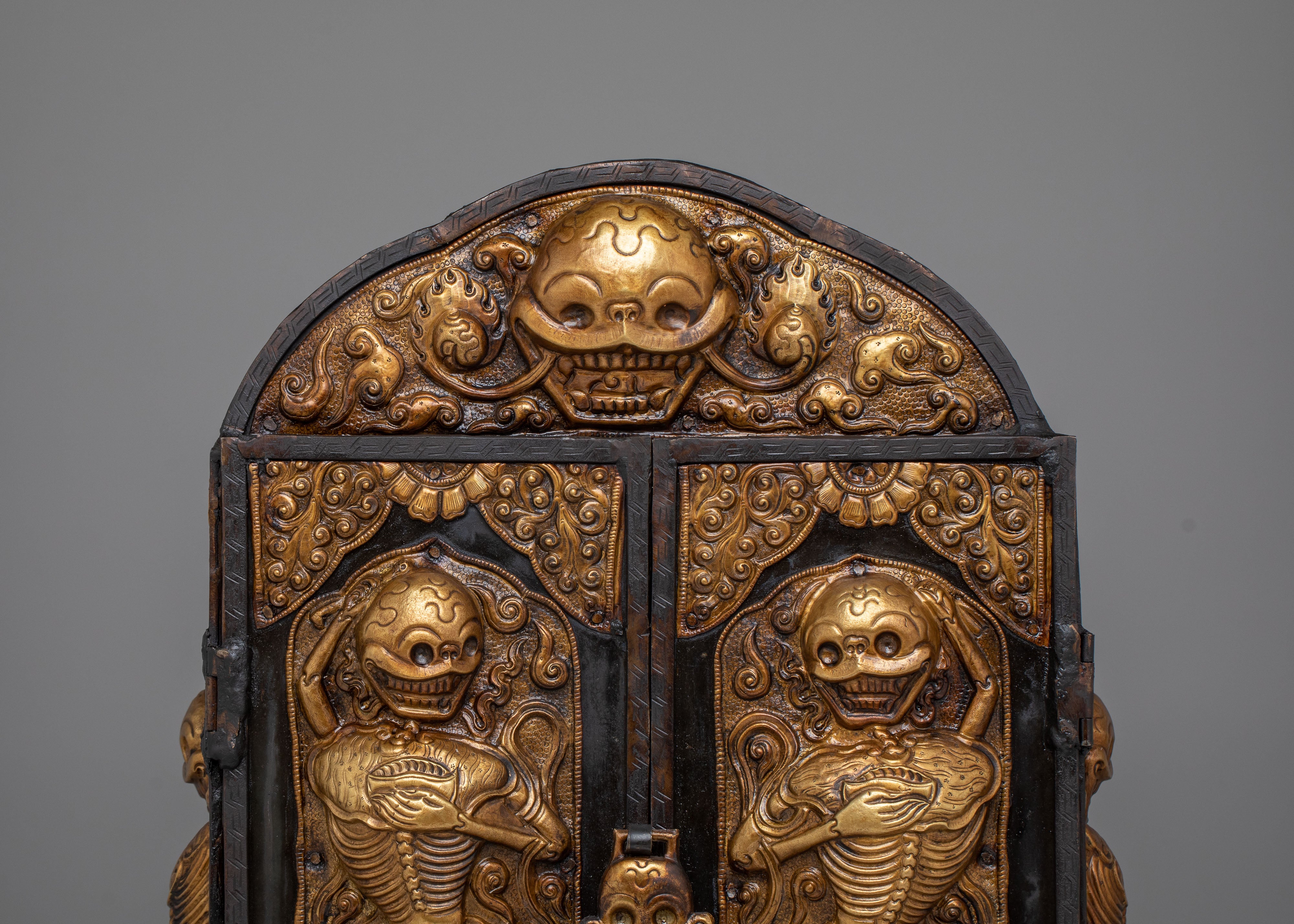 Tibetan Altar Box with Chitipati Motif | Handcrafted Sacred Decor