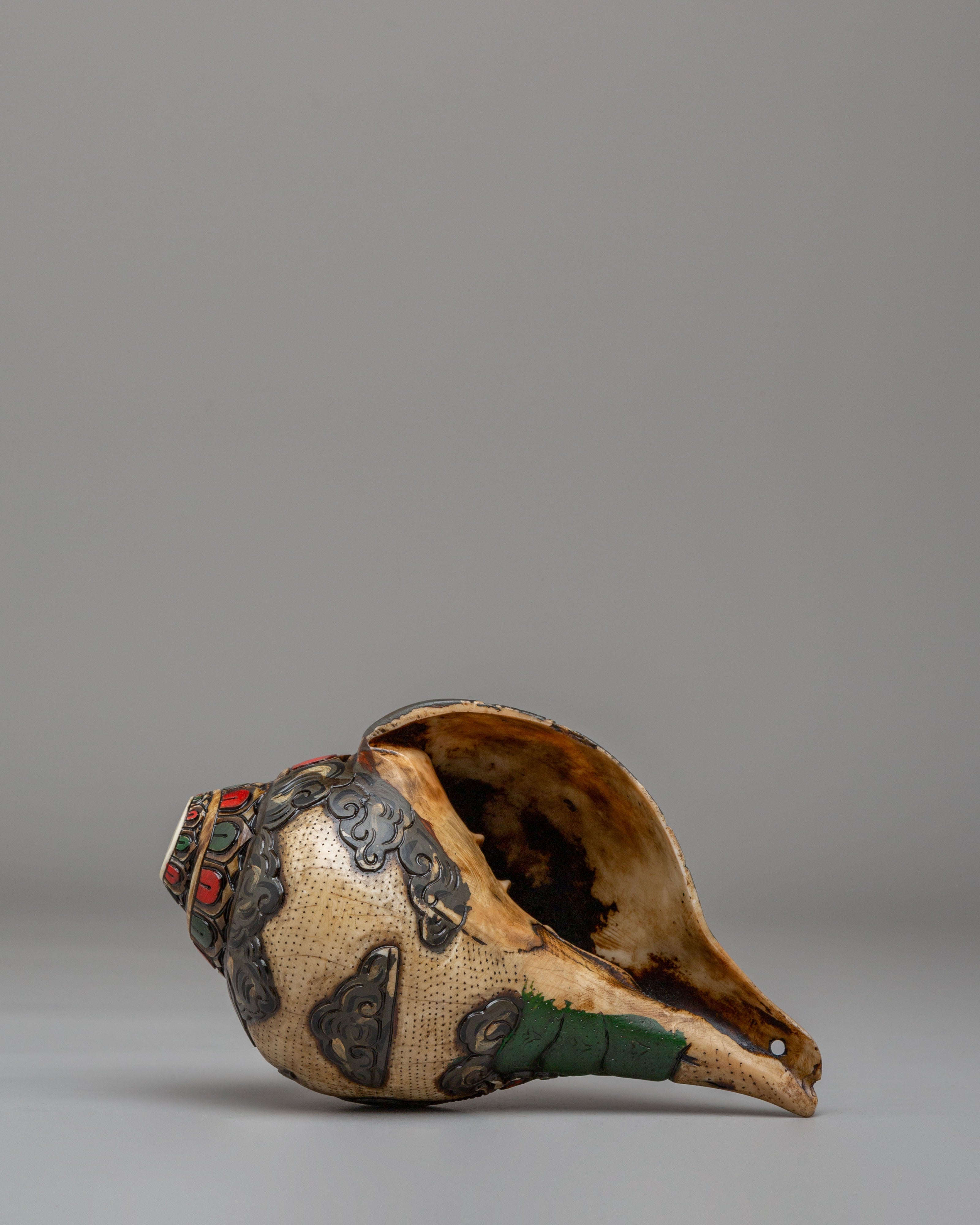 Vajradhara Carved Ritual Conch | Tibetan Buddhist Ritual Conch