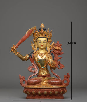 Handmade Bodhisattva Manjushri Statue | Bodhisattva Wisdom Deity